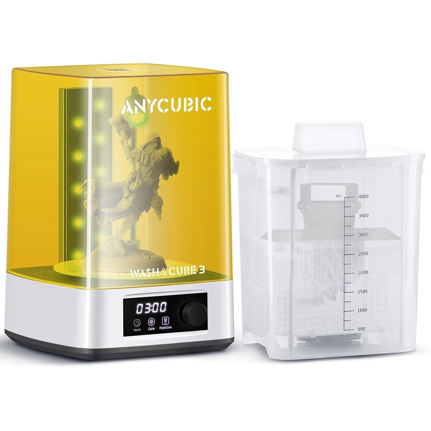 ANYCUBIC Wash & Cure 3 für LCD/DLP/SLA Resin 3D Drucker, 2 in 1 Wascheimer und UV Durchhärtegerät für Photon Mono 2/Mon…