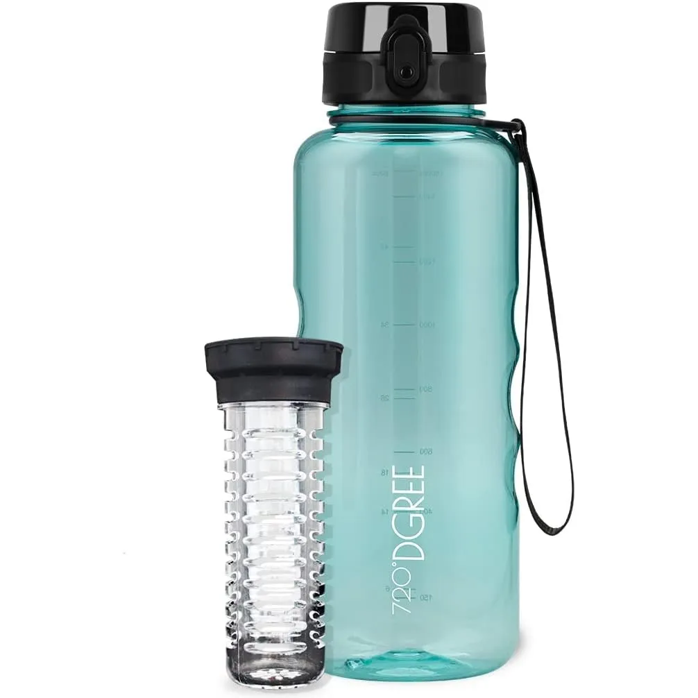 720°DGREE Trinkflasche “uberBottle“ 350ml, 500ml, 650ml, 1l, 1,5 Liter softTouch +Früchtebehälter - Auslaufsicher, BPA-…