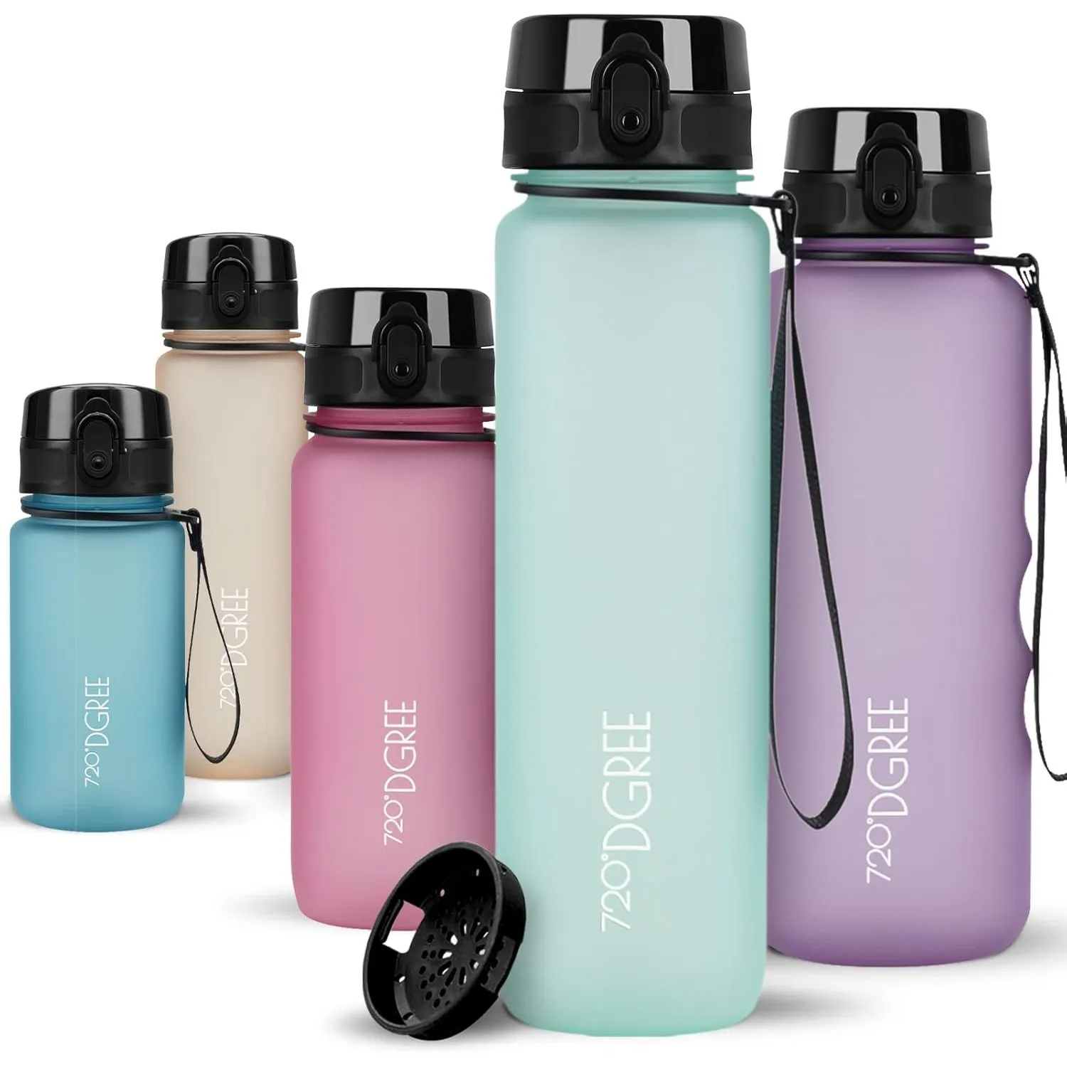 720°DGREE Trinkflasche “uberBottle“ +Sieb - 350ml, 500ml, 650ml, 1000ml, 1,5l, 2l - BPA-Frei - Wasserflasche für Sport,…