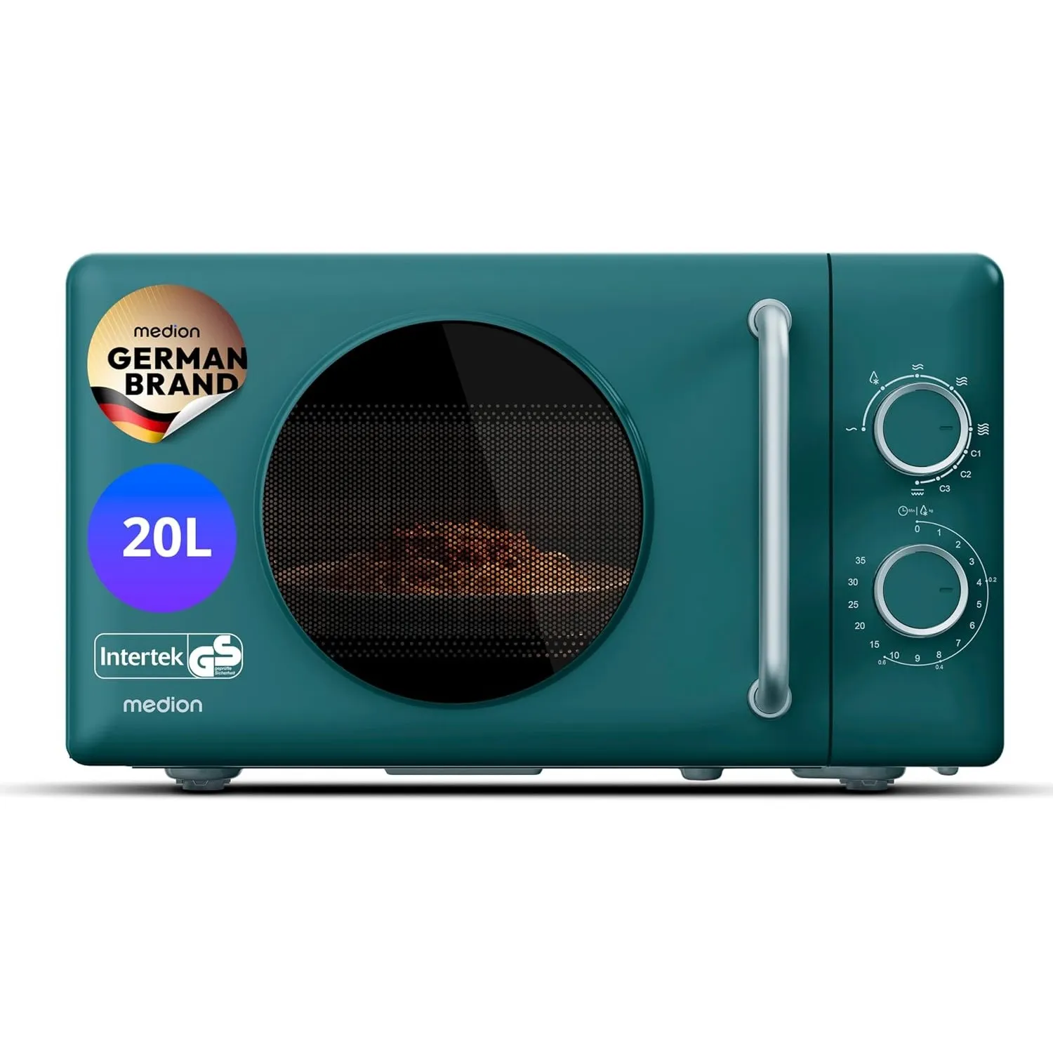 MEDION Retro Mikrowelle mit Grill - 20 Liter klein & kompakt - petrol