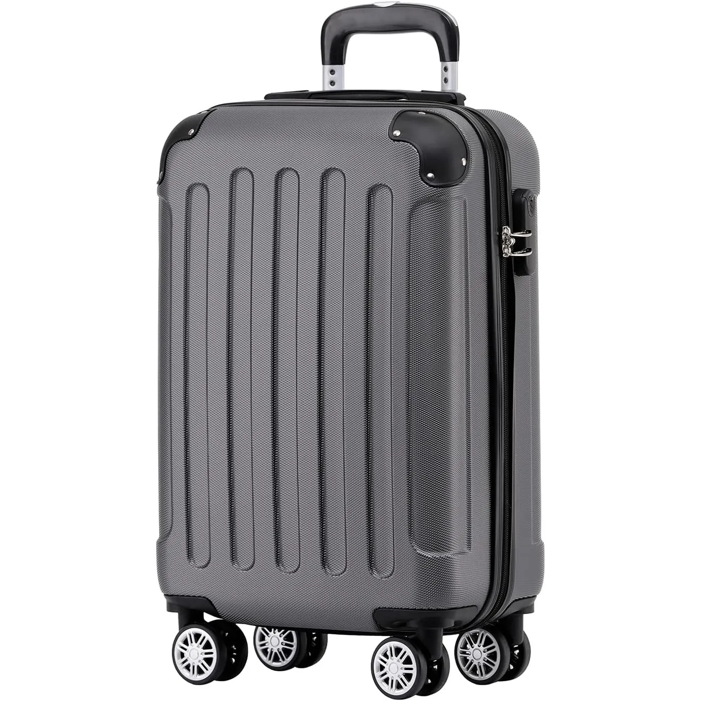 BEIBYE Handgepäck Koffer M 55 cm – Kabinenkoffer aus ABS, leicht, 360° Doppelrollen, Reisekoffer für Kurzreisen, Dark G…