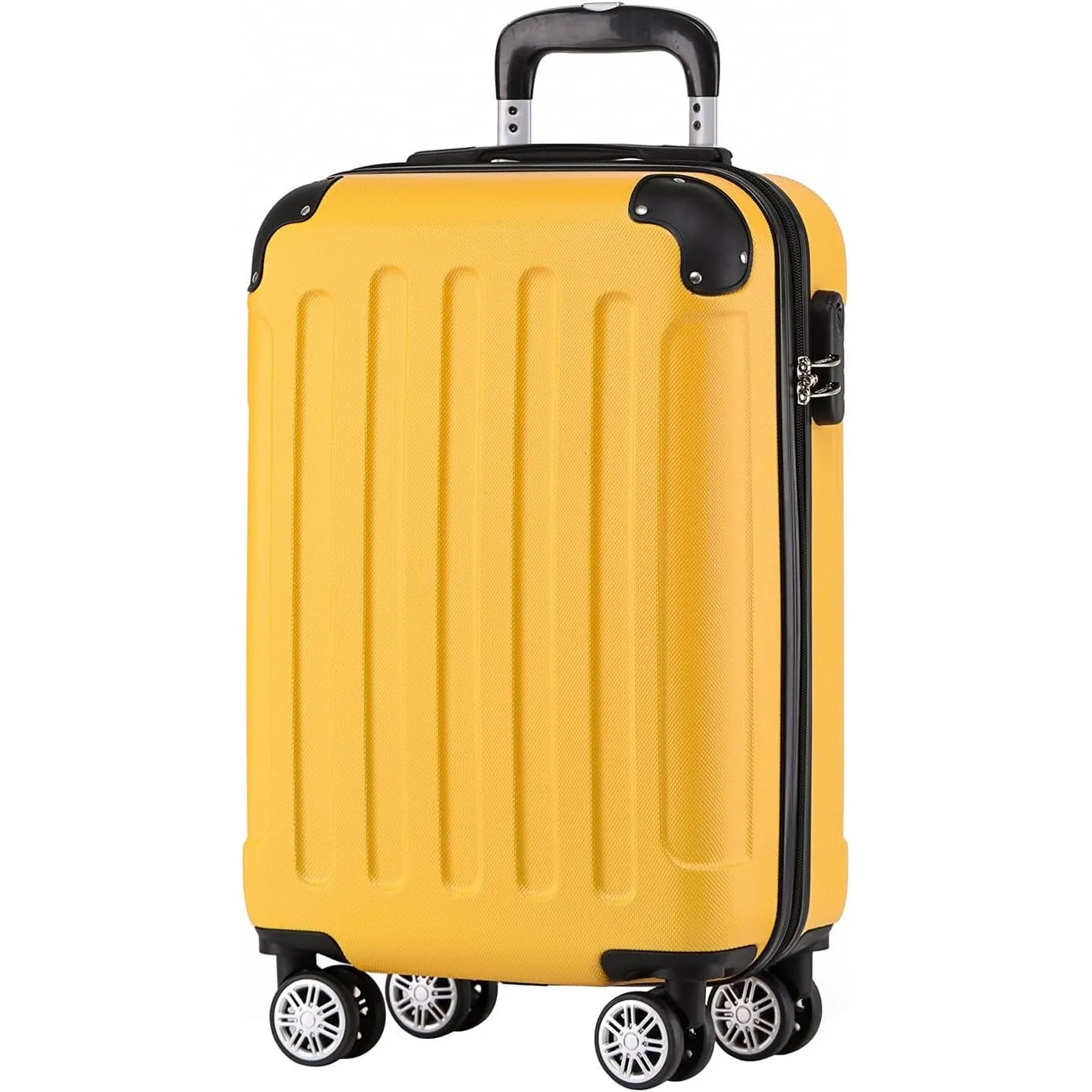 BEIBYE Handgepäck Koffer M 55 cm – Kabinenkoffer aus ABS, leicht, 360° Doppelrollen, Reisekoffer für Kurzreisen, Yellow