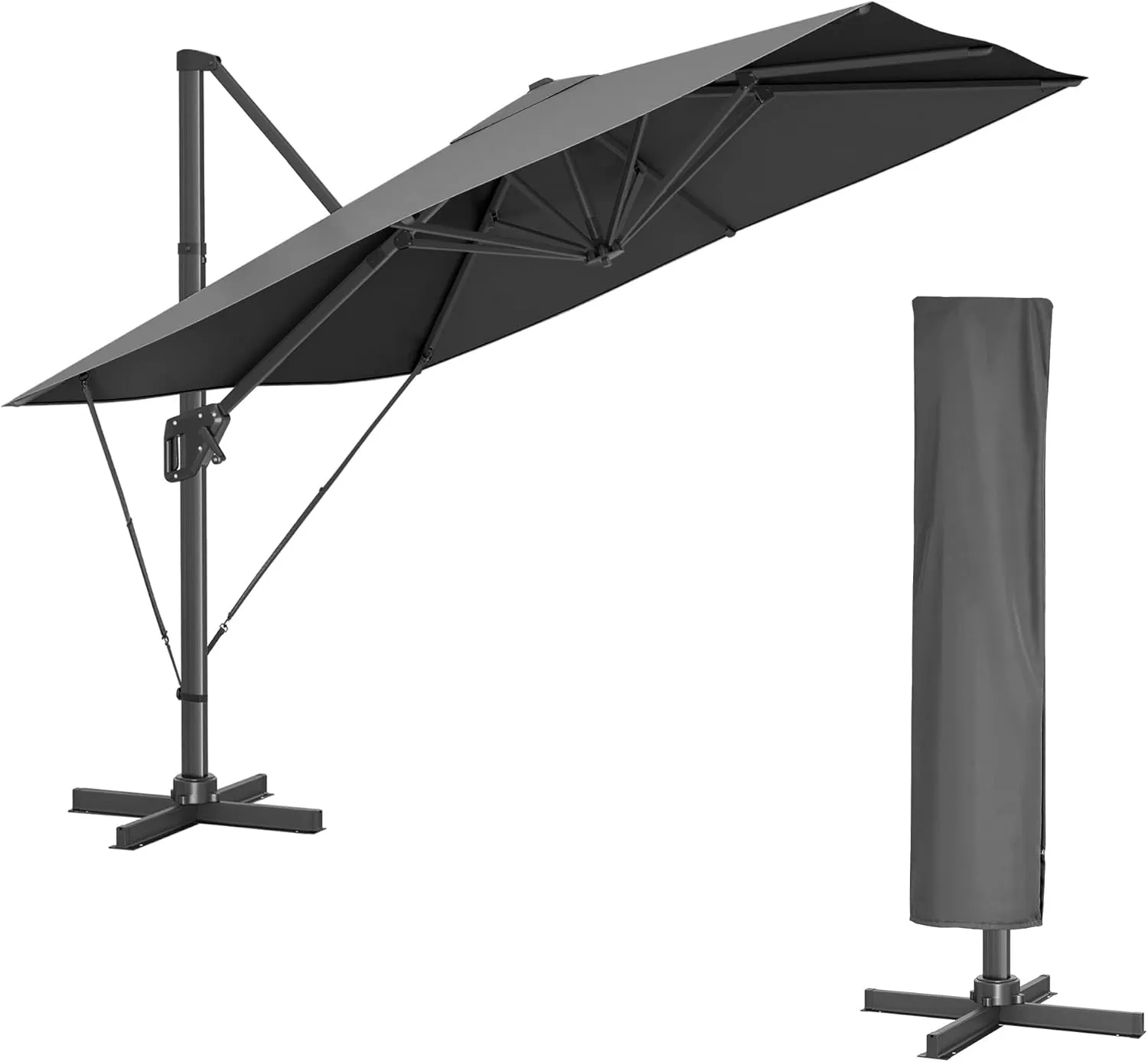 SONGMICS Parasol 290 x 290 cm, Garden Parasol, UV Protection UPF 50+, 360° Rotation, Adjustable Tilt Angle, with Stand,…