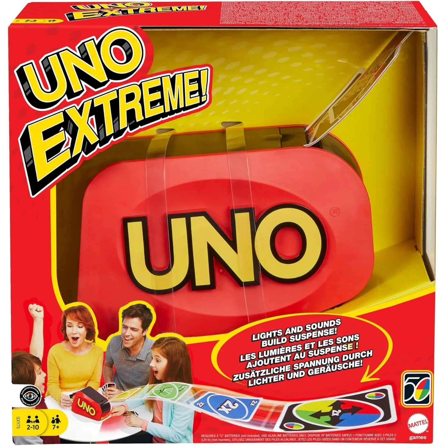 Mattel Games UNO Extreme Kartenspiel mit Werfer, ab 7 Jahren, 2-10 Spieler