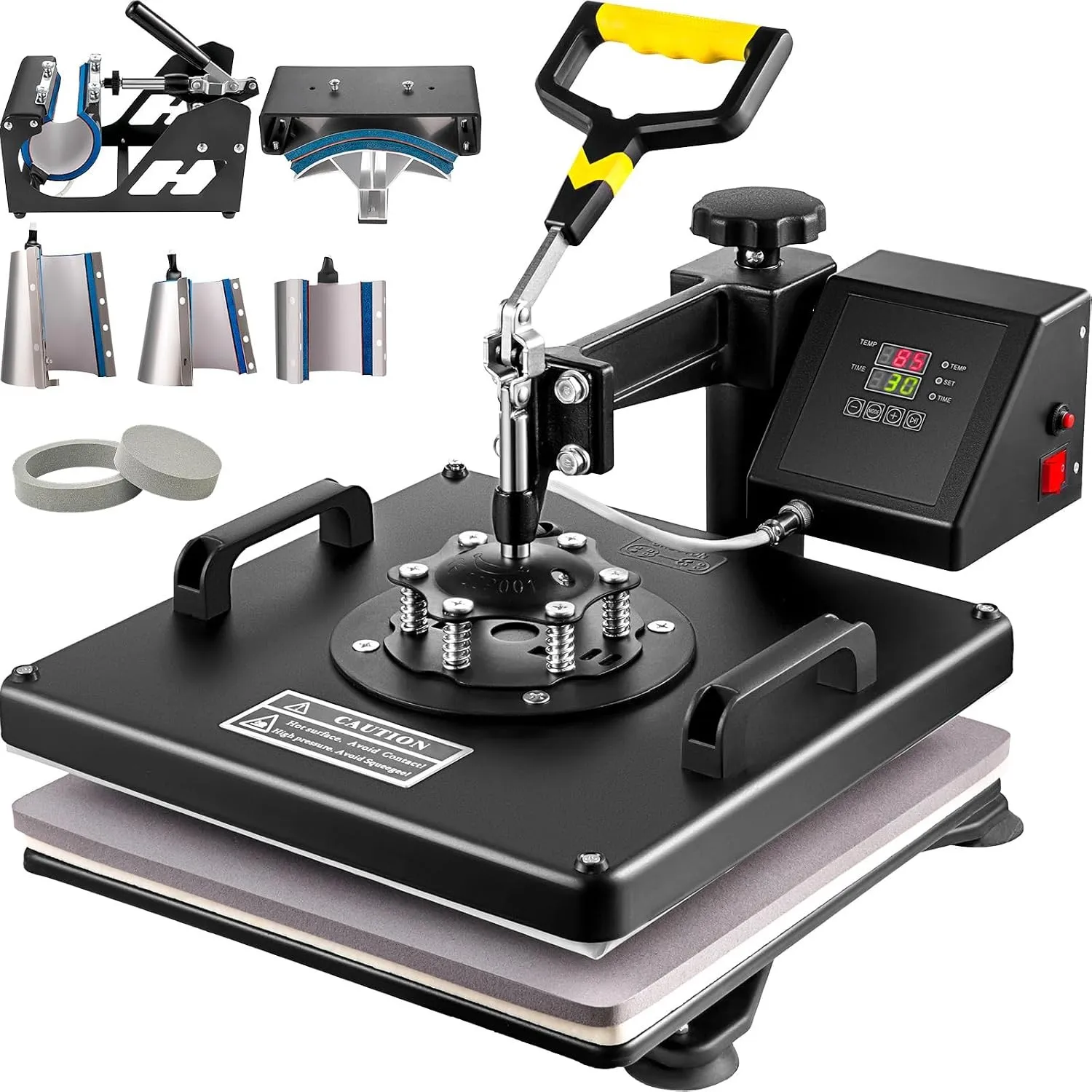 VEVOR Heißpresse 8 in 1 Heat Press für Textil Transferpresse Textilpresse mit Plattenpresse von 38 x 38 cm Textildruckp…