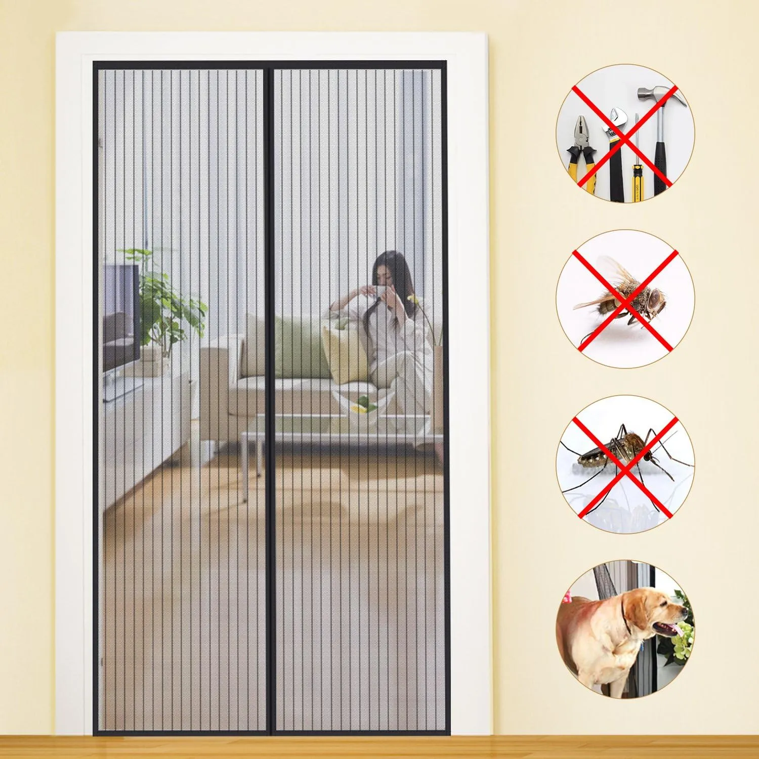 MYCARBON Fliegengitter Balkontür, Stärkere Magnet Insektenschutz Tür 70x200cm, Für Kellertür, Terrassentür, Wohnzimmer,…