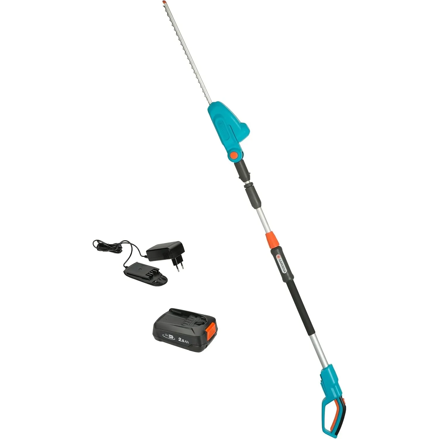 Gardena Akku-Teleskop-Heckenschere THS 42/18V P4A Ready-to-Use Set: Teleskopgriff, Reichweite bis 3 m, 42 cm Messer, Ab…