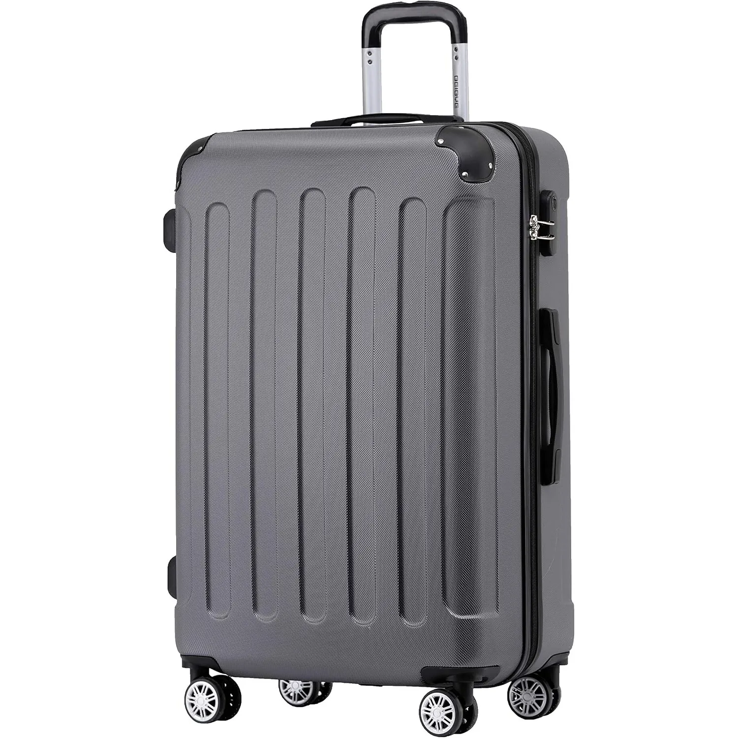 BEIBYE Zwillingsrollen Hardcase Reisekoffer Koffer Trolleys Hartschale in XL-L-M in 14 Farben (Businessgrau, Großer Kof…