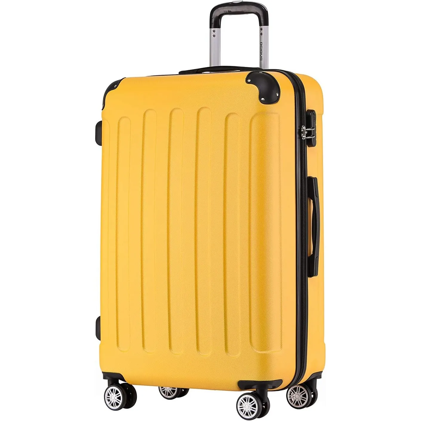 BEIBYE Zwillingsrollen Hardcase Reisekoffer Koffer Trolleys Hartschale in XL-L-M in 14 Farben (Gelb, Mittler Koffer (66…
