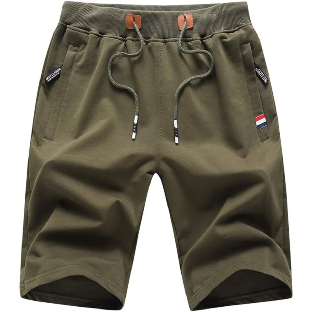 ZOXOZ Kurze Hosen Herren Shorts Sports Baumwolle Mit Reißverschluss Elastische Taille