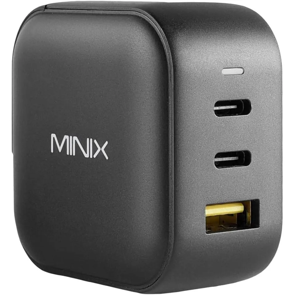 MINIX 66W Turbo 3-Port GaN Wandladegerät 2 x USB-C Schnellladegerät, 1 x USB-A Schnellladung 3.0, kompatibel mit MacBoo…