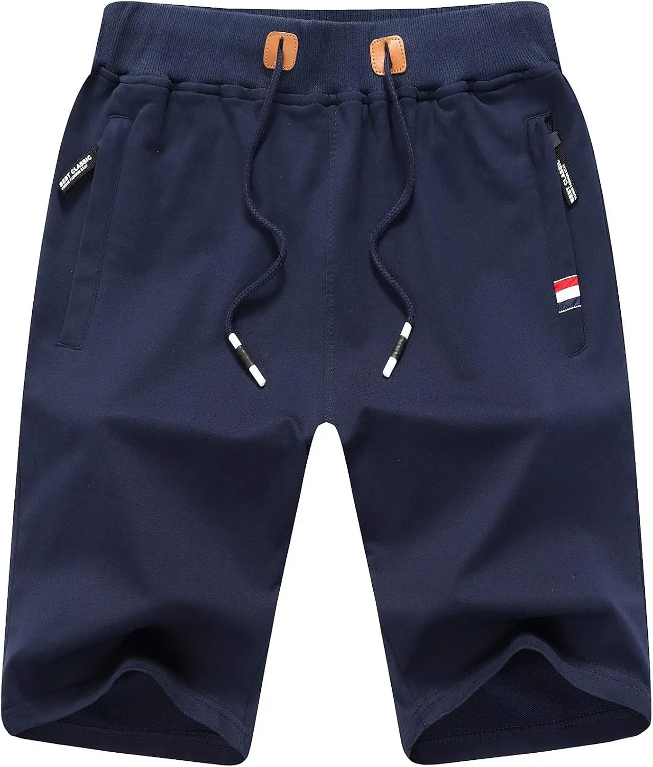 Zoxoz Men's Cotton Sports Shorts with Zip and Elastic Waist