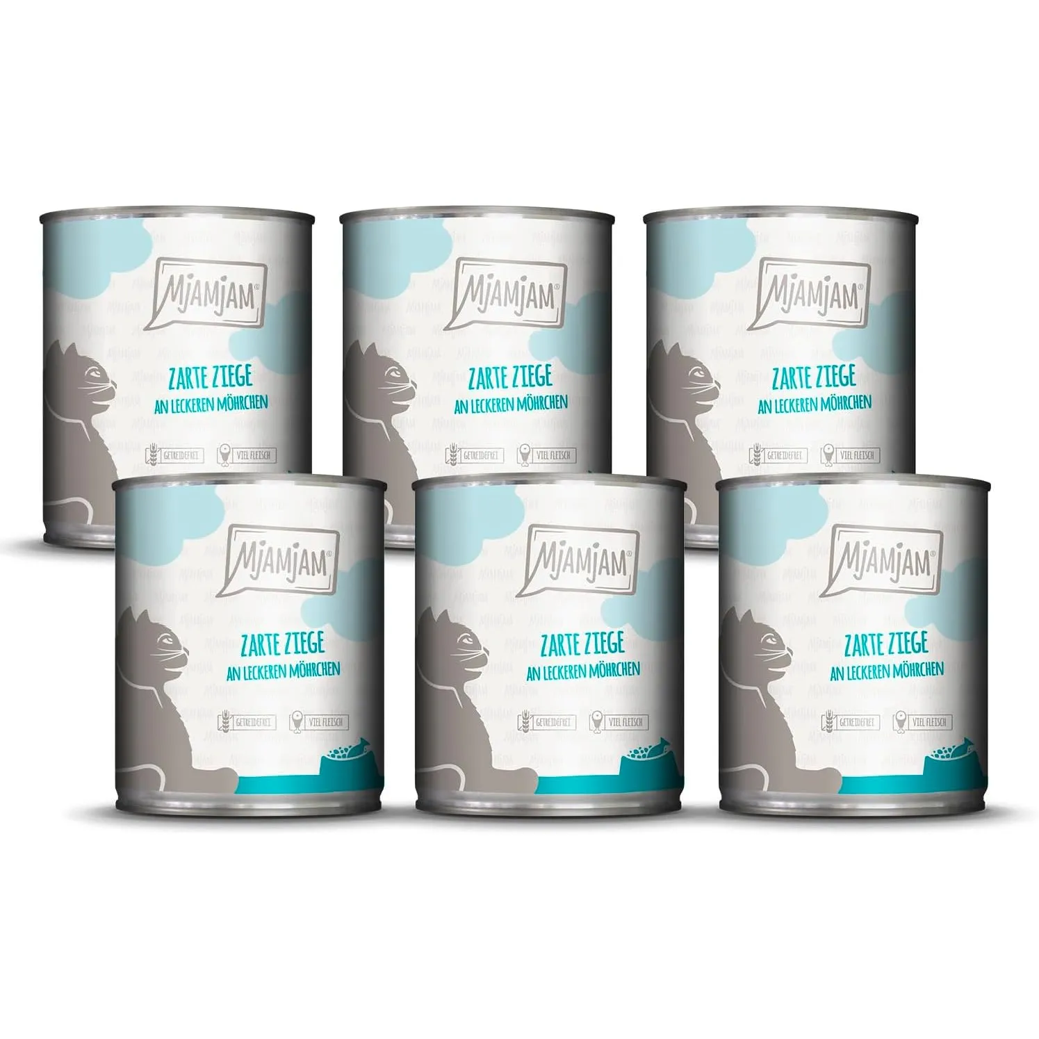 MjAMjAM - Premium Nassfutter für Katzen - zarte Ziege an leckeren Möhrchen, 6er Pack (6 x 800 g), getreidefrei mit extr…