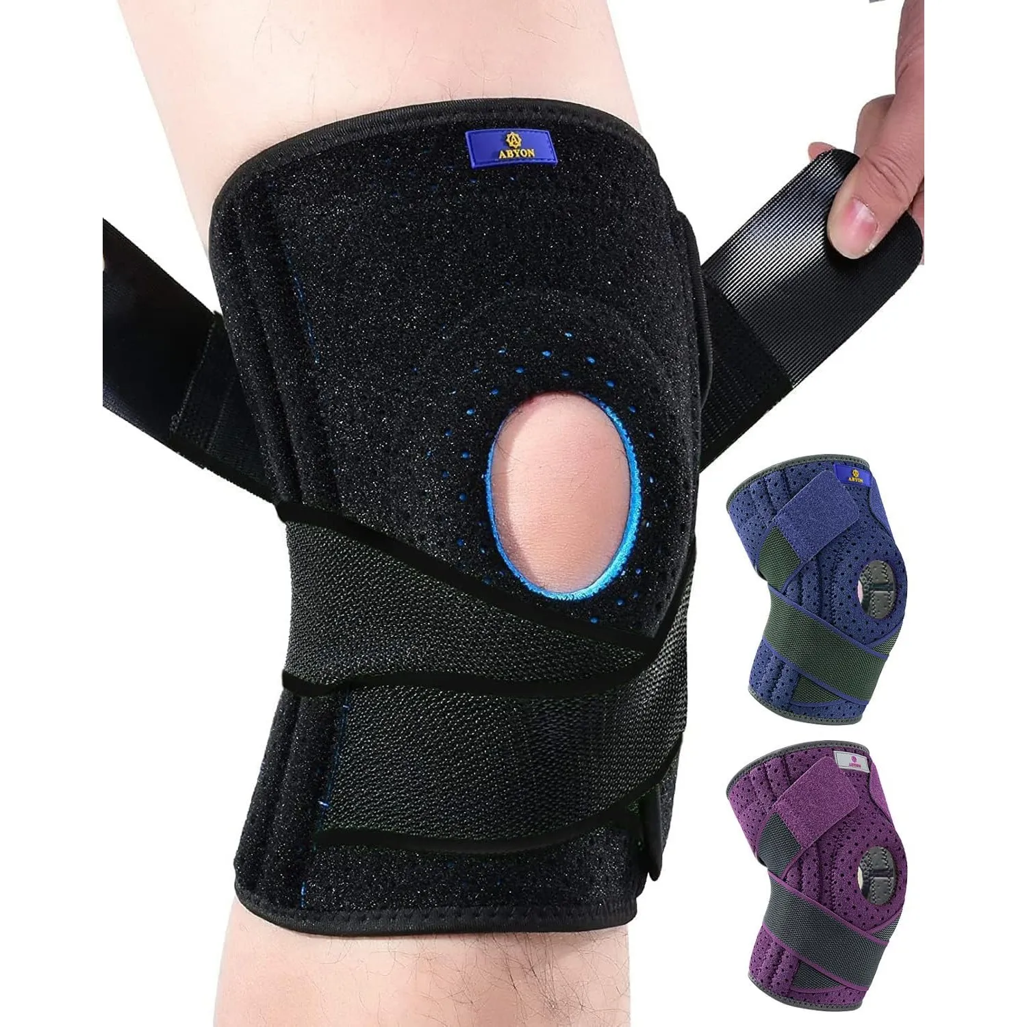 ABYON Kniebandage Verstellbare Knieorthesen mit Seitlichen Stabilisatoren und Patella-Gelpolstern für Männer Damen Knie…