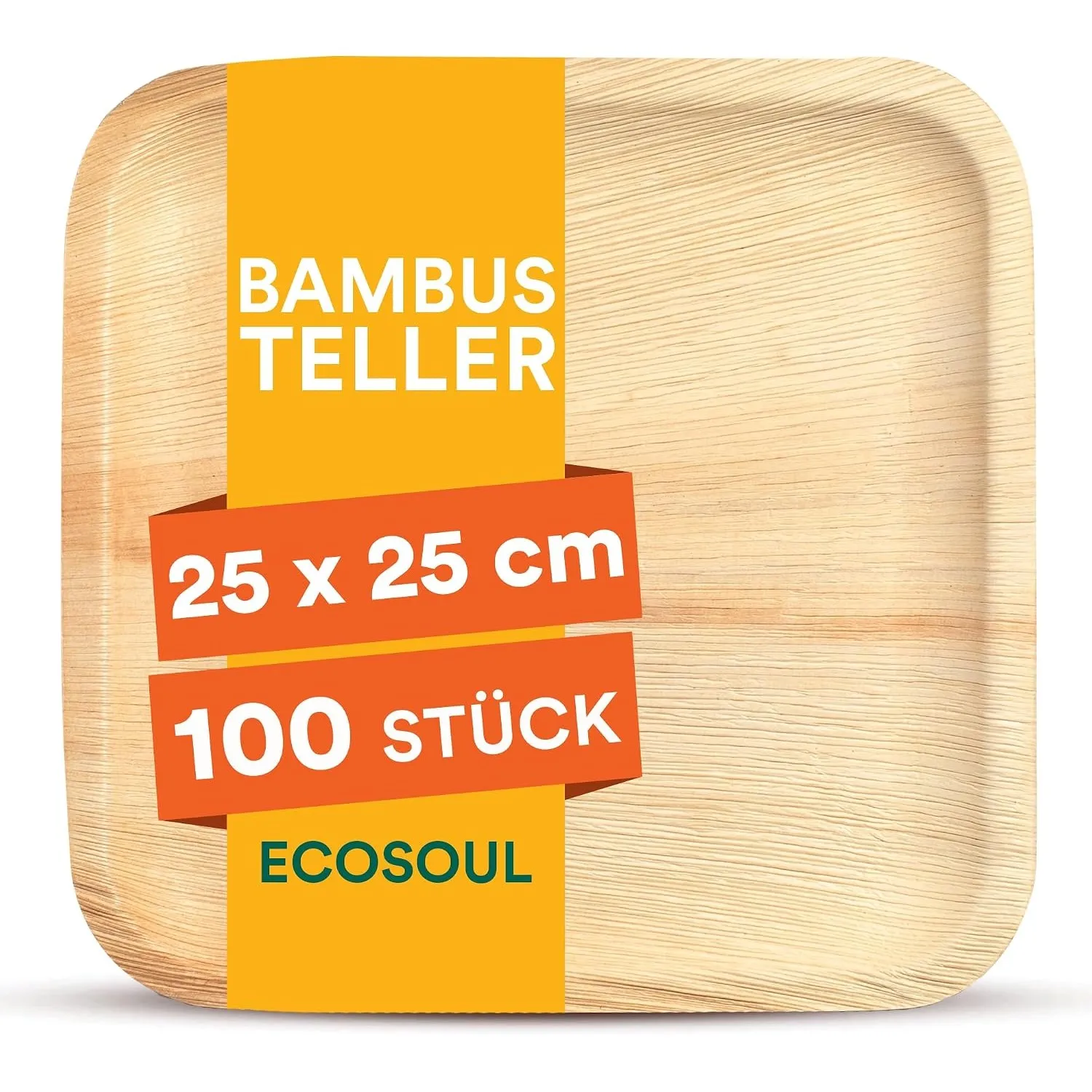 ECO SOUL Bambus teller 10"(25 cm) Papteller Einwegteller(100 Stück)