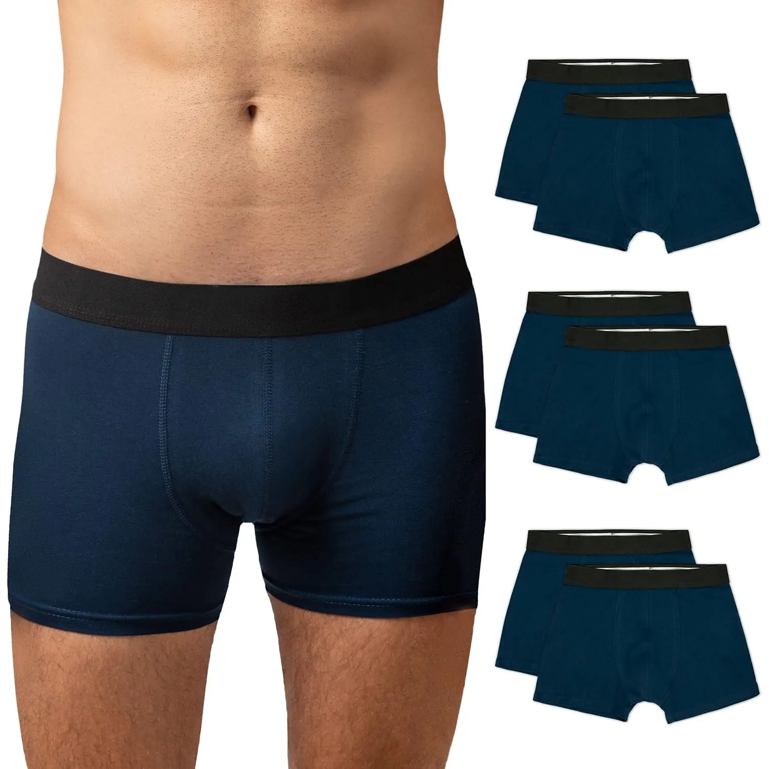 Snocks Herren Boxershorts ohne Logo aus Bio-Baumwolle, 6er Pack | elastischer Gummibund, atmungsaktiv, kein juckendes E…