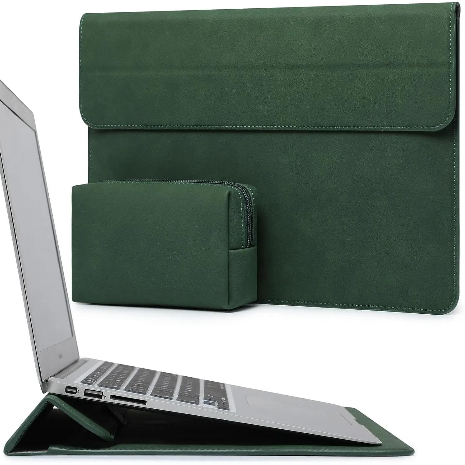 HYZUO 13,3-14 Zoll Laptoptasche Hülle mit Ständerfunktion, Mitternachtsgrün | für MacBook Pro 14 M5/M4/M3/M2/M1 A3426 A…