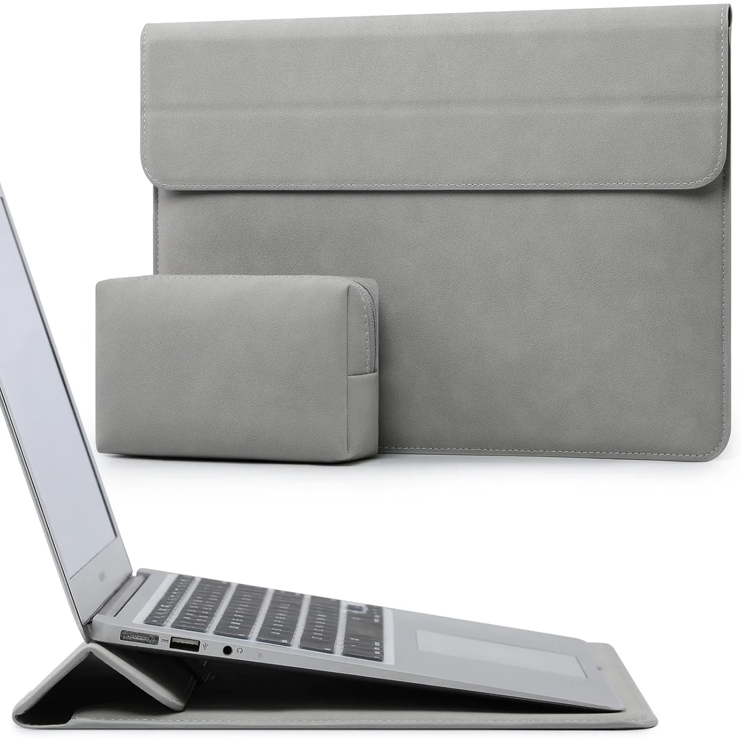 HYZUO 13 Zoll Laptoptasche mit Ständer für MacBook Air, Hellgrau | für MacBook Air 13 M5-M1, 2026 13" MacBook Neo, 2026…