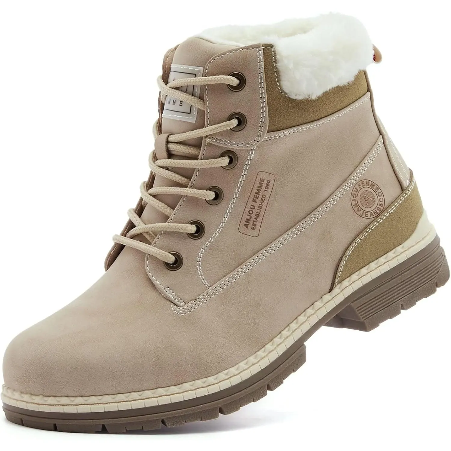 ANJOUFEMME Wanderschuhe Damen Wasserdicht Gefüttert Warm Schnee Winterstiefel Outdoor Stiefel
