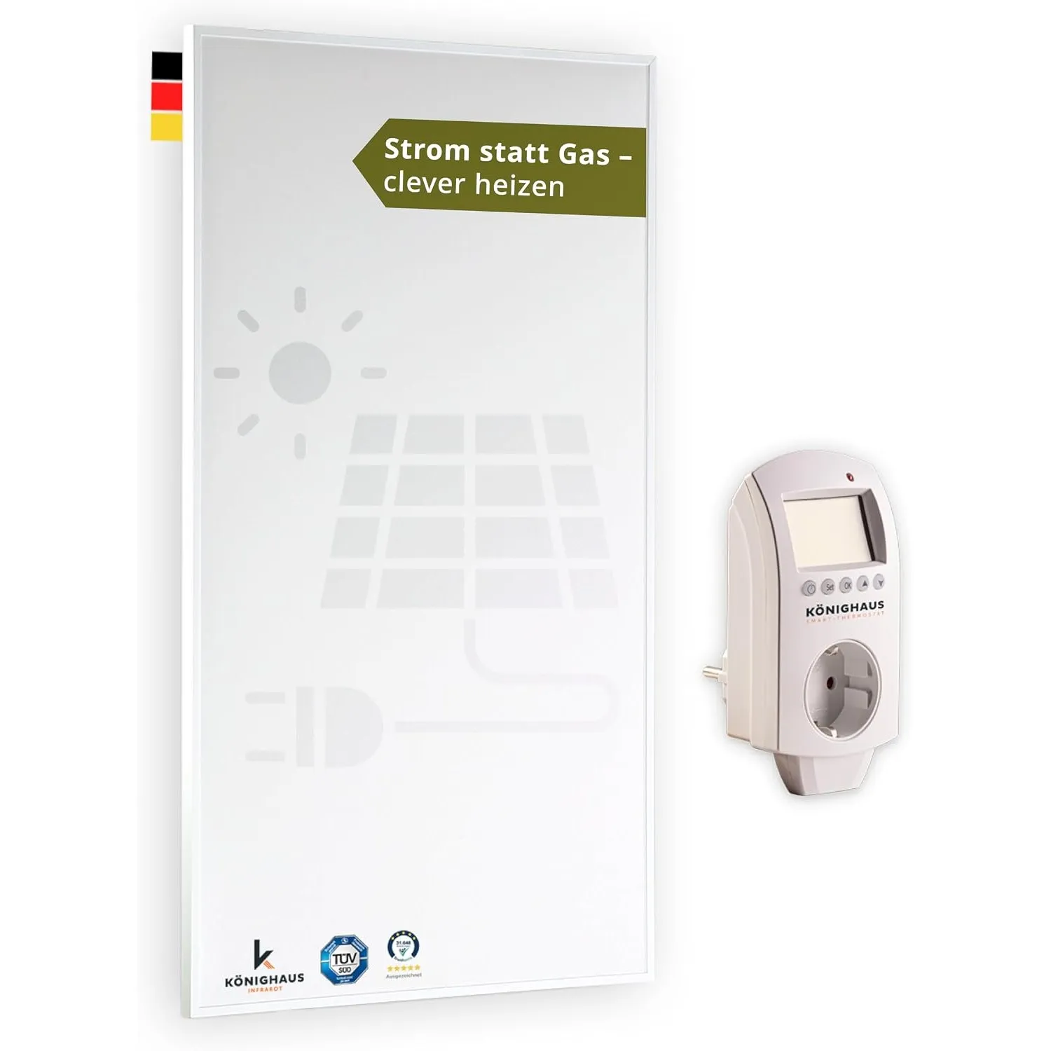 Könighaus Infrarot Wandheizung 1200 Watt - Smart Thermostat