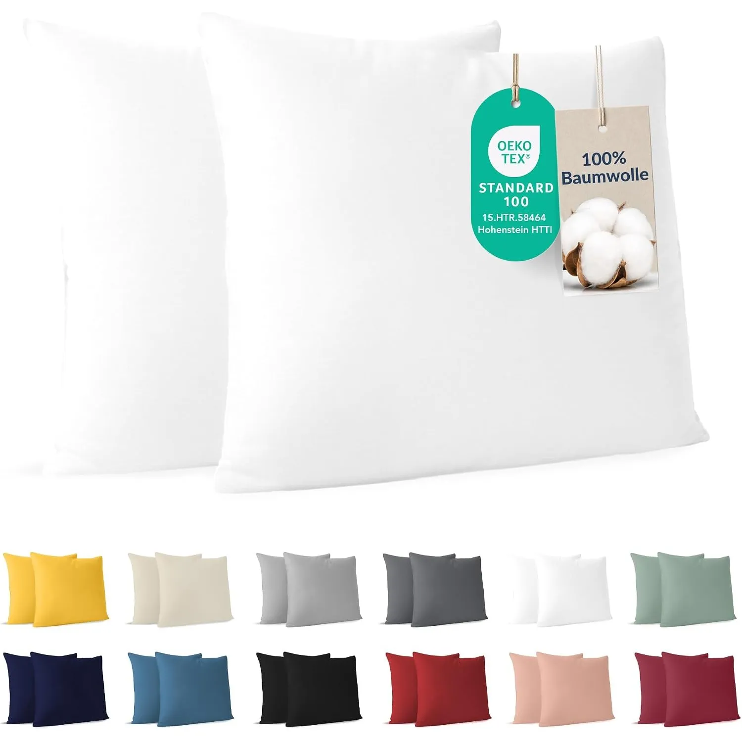 Dreamzie - Kissenbezug 40x40cm - 2er Set - 100% Baumwolle - Weiß