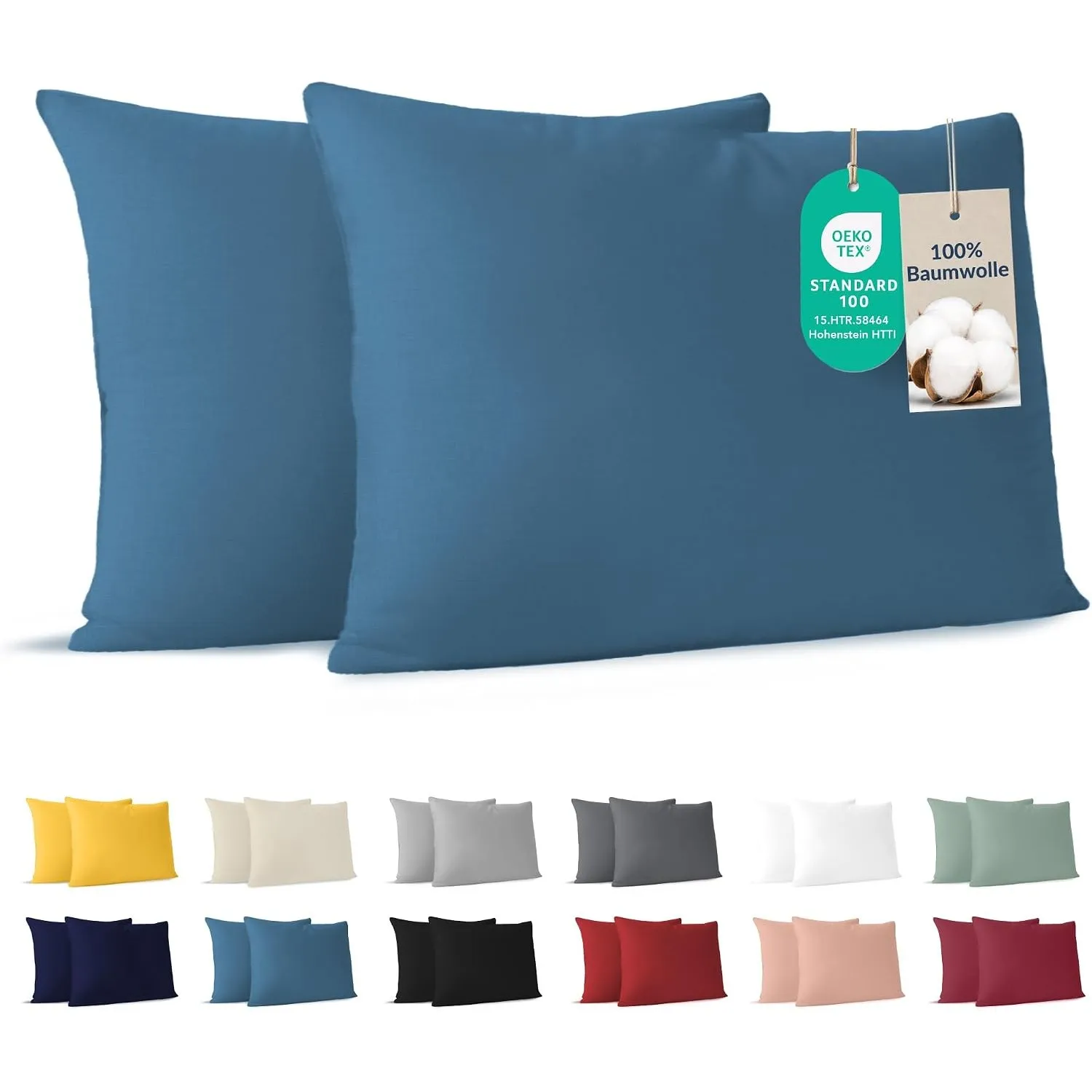 Dreamzie - Kissenbezug 50x70cm - 2er Set - 100% Baumwolle - Blau