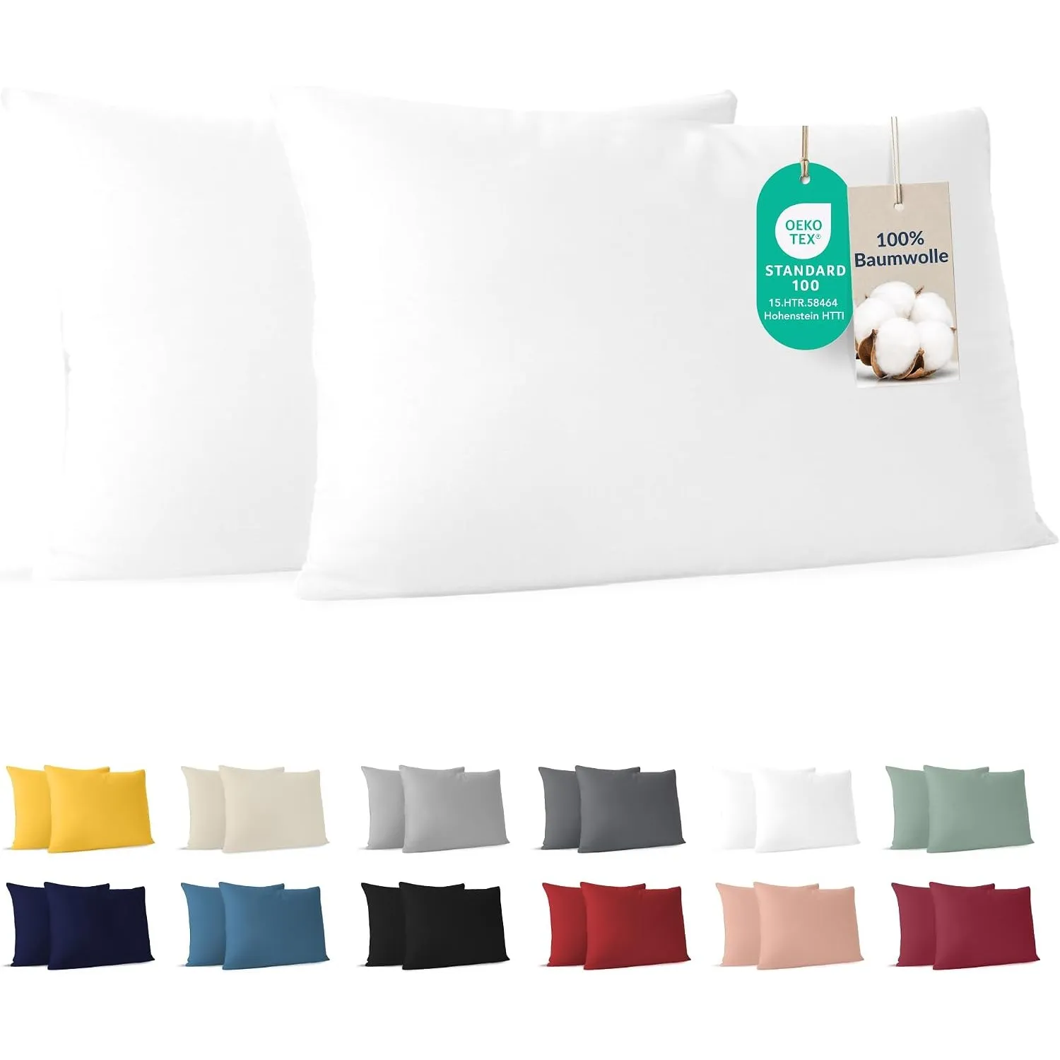 Dreamzie - Kissenbezug 40x60cm - 2er Set - 100% Baumwolle - Weiß