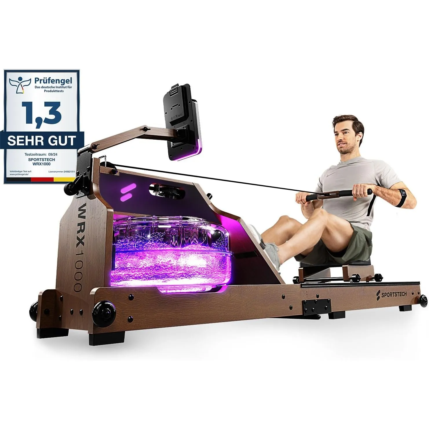 Sportstech, Wasserrudergerät + 3-Fach individuell verstellbar WRX1000