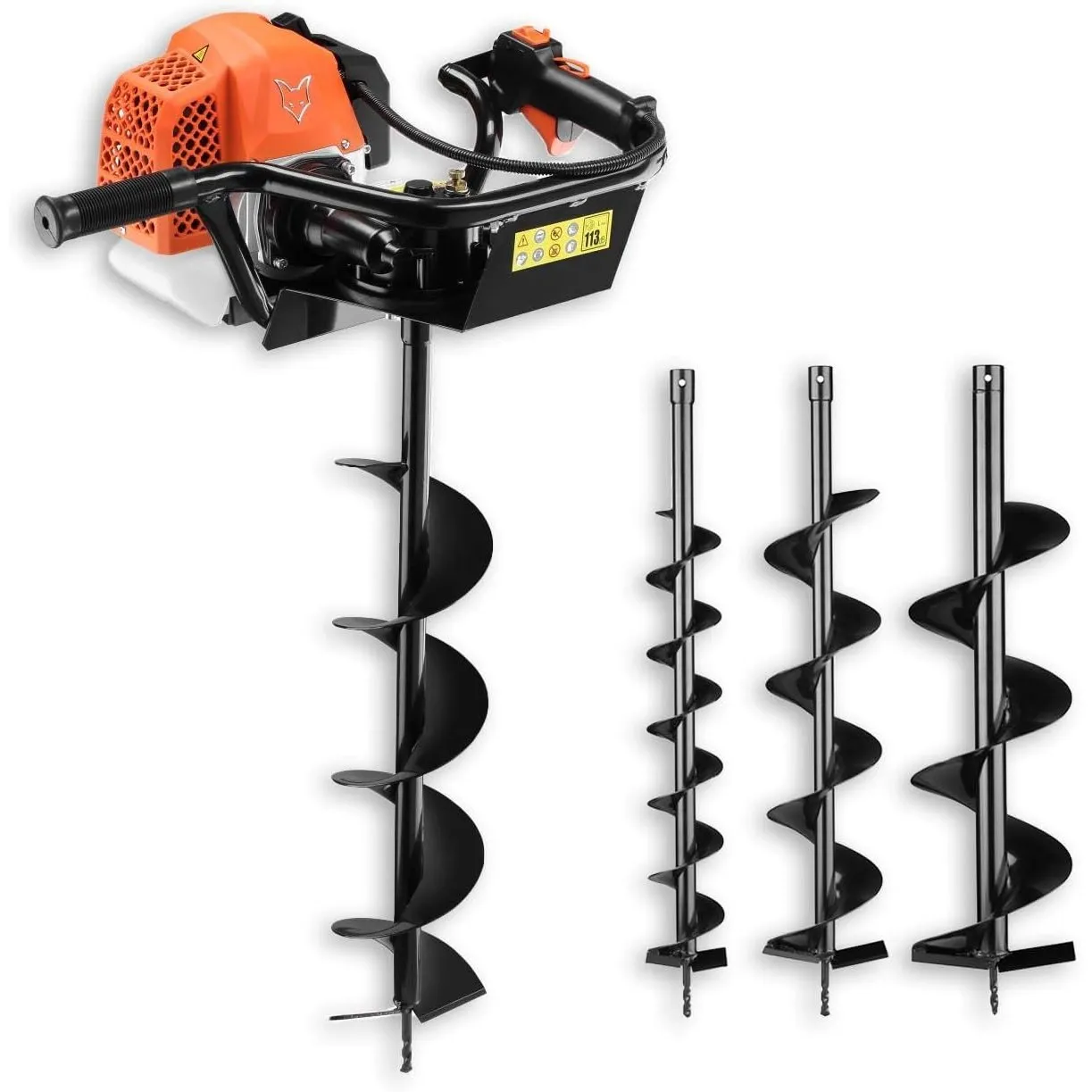 FUXTEC Benzin Erdbohrer FX-EB162 mit 3,5 PS, inkl. 3 Bohraufsätzen 100/150 / 200 mm und einzigartigem Ölkontrollfenster…