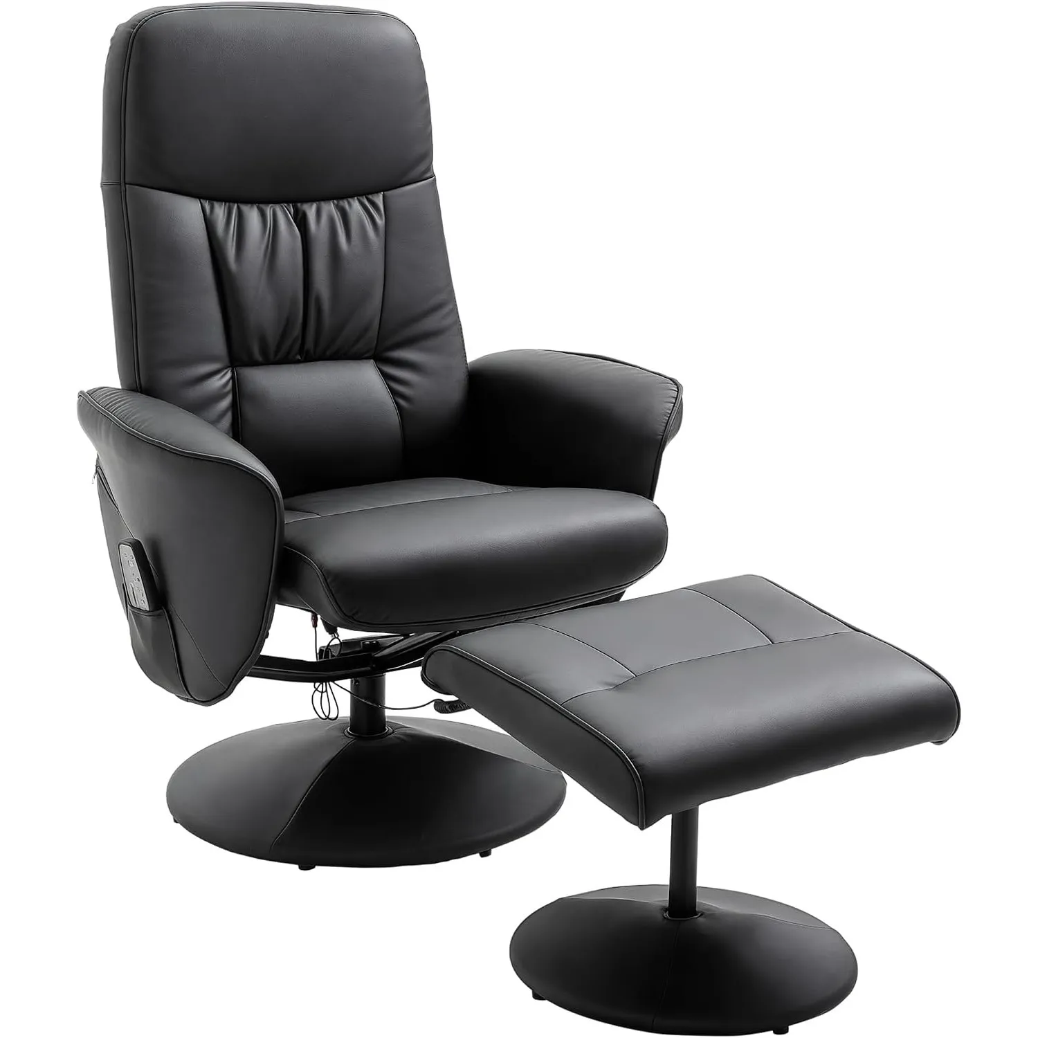 HOMCOM Relaxsessel mit Hocker, Massagefunktion,Fernbedienung, Schwarz