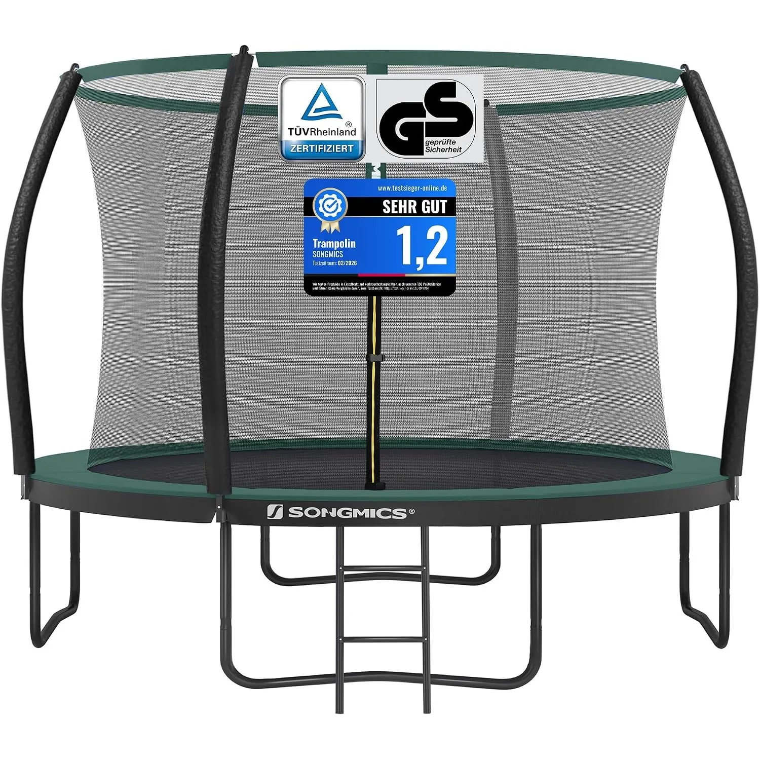 SONGMICS Trampolin Outdoor Ø 244/305/366/427 cm, rundes Gartentrampolin Kindertrampolin mit Sicherheitsnetz, Randabdeck…