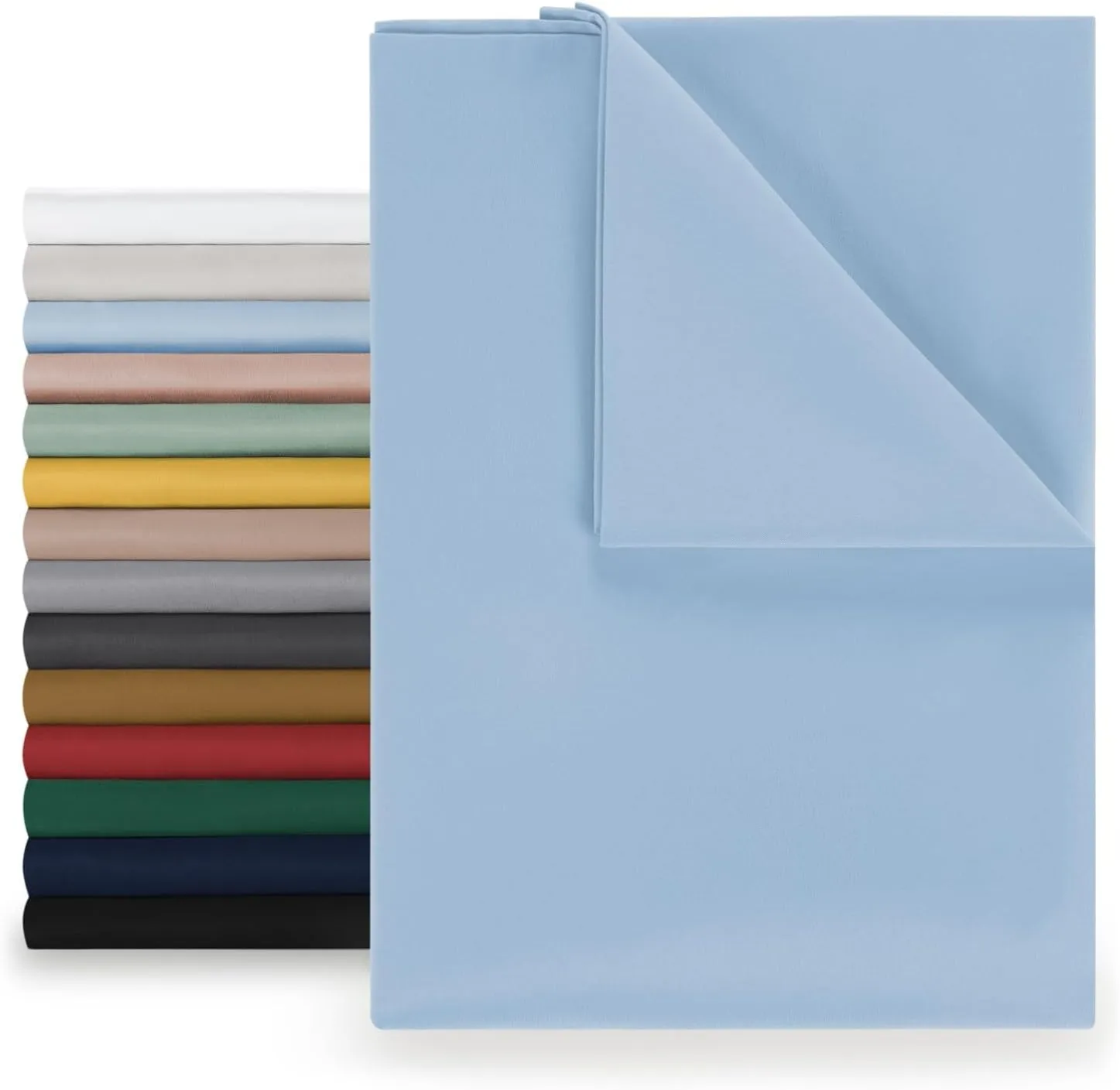 Blumtal Flat Sheet 180 x 275 cm - Easy care bed sheet made from soft brushed microfibre fabric, no elastic, light blue