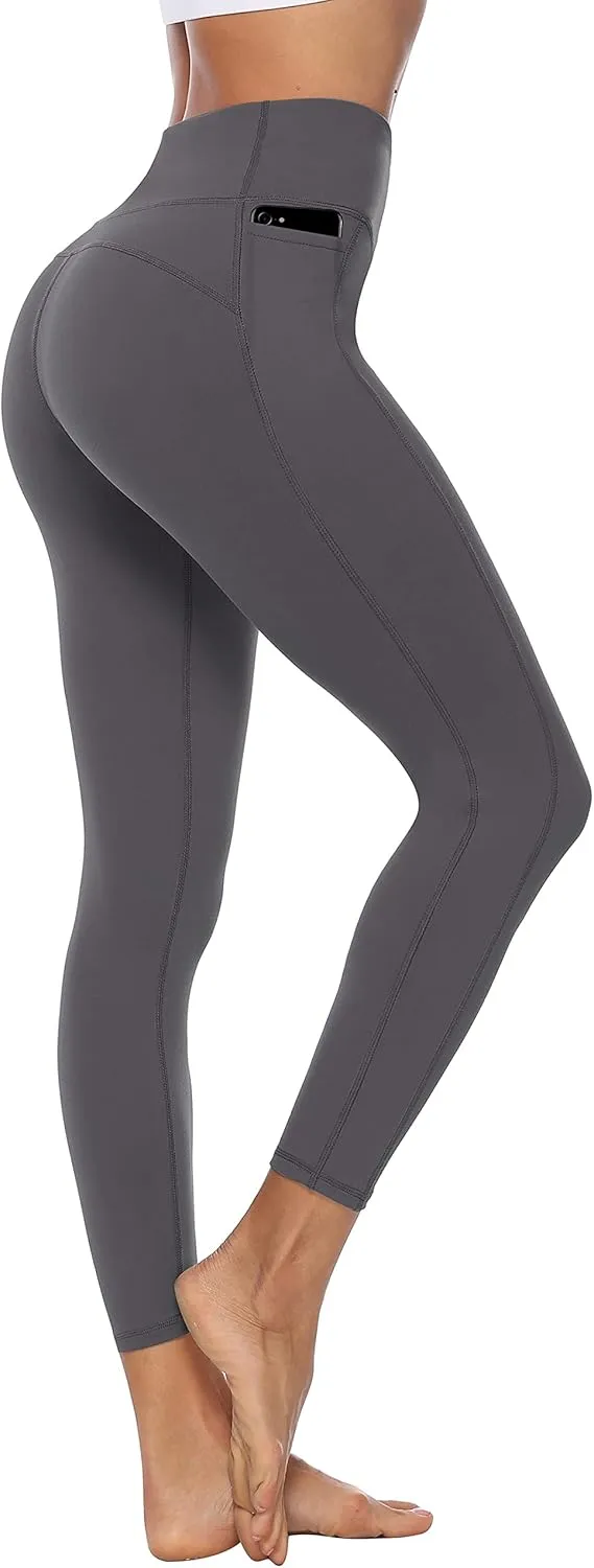 Persit Damen Sport Leggins mit Taschen, Blickdicht Sporthose Yogahose Streetwear