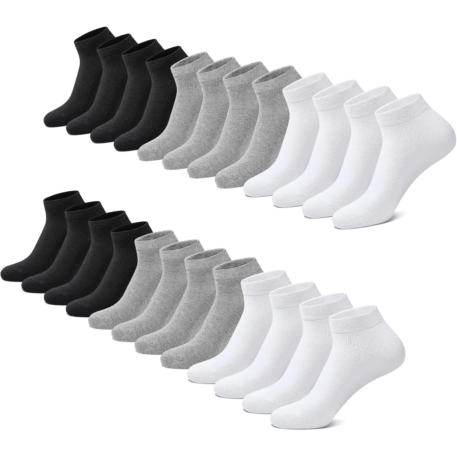 FALARY Sneaker Socken Herren & Damen bio Baumwolle 12 Paar Sneakersocken Kurze Socken Sportsocken Halbsocken Socks Unis…