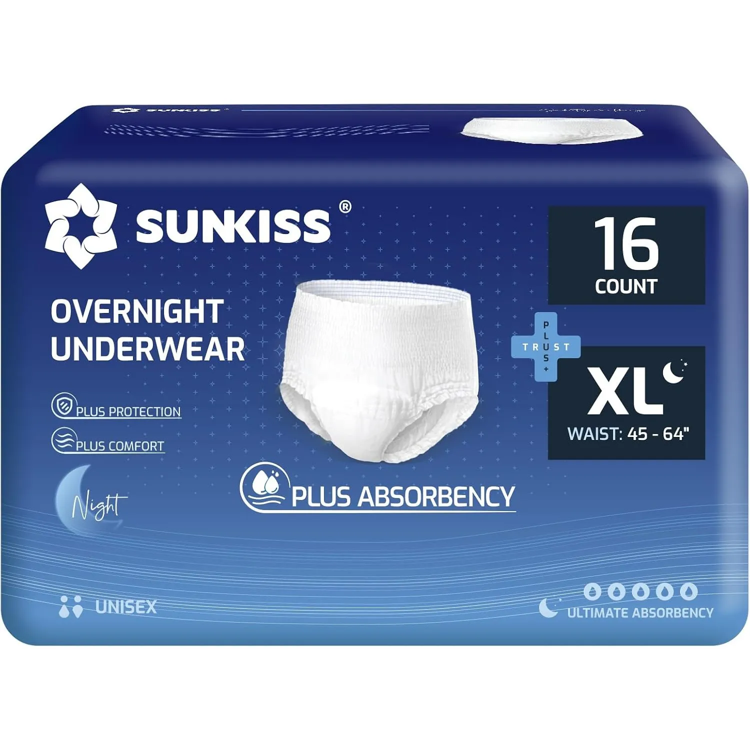 SUNKISS TrustPlus Inkontinenz Pants Erwachsene, Größe XL Nacht, 16 Stück