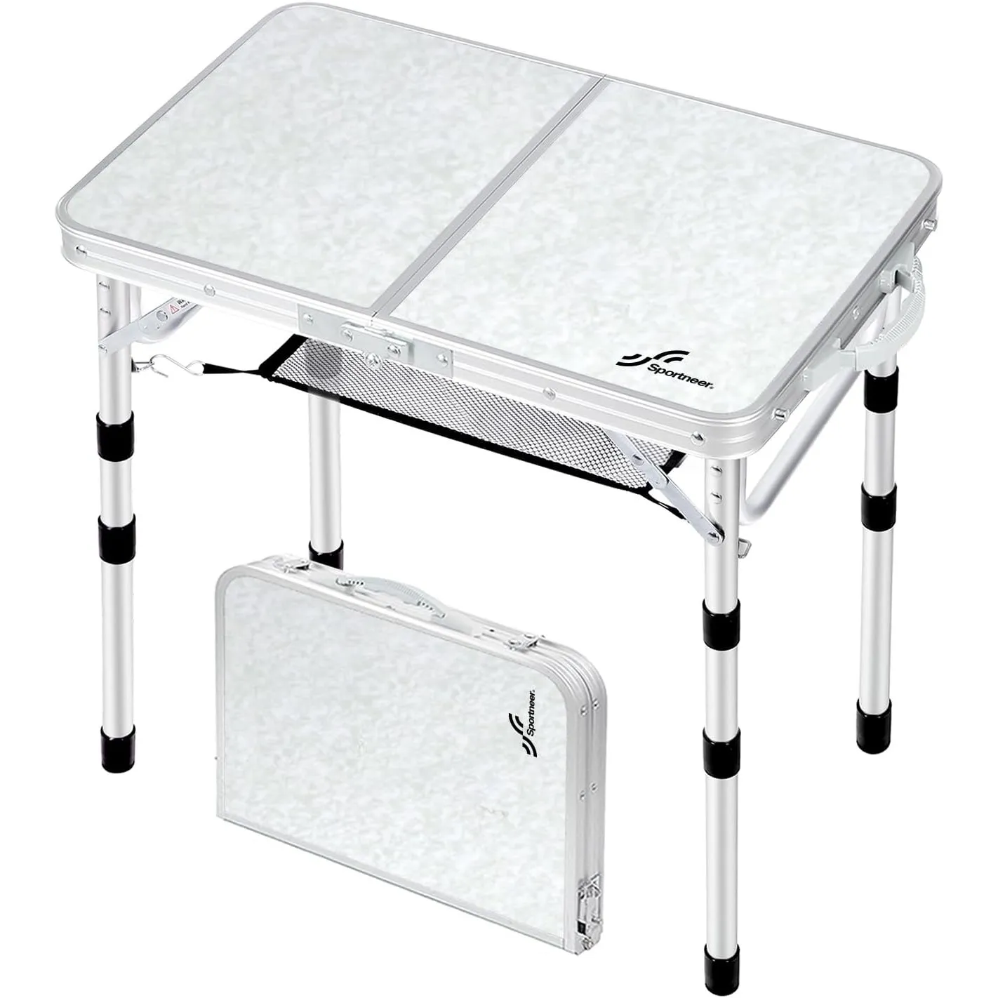 Sportneer Klappbarer Campingtisch, höhenverstellbar, Kleiner Klapptisch, tragbare Campingtische (60 cm L x 40 cm B (4 H…