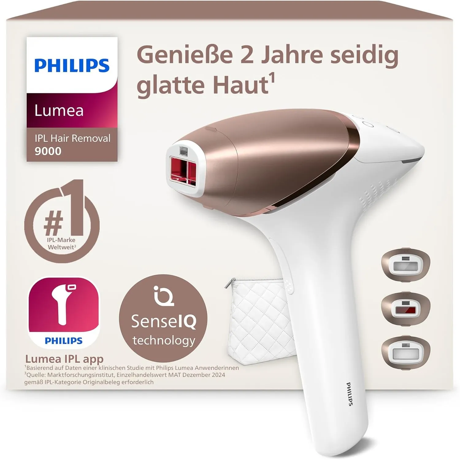 Philips Lumea IPL 9000 Series - IPL Geräte Haarentfernung für bis zu 2 Jahre seidig-glatte Haut¹ mit 3 Aufsätzen für Kö…