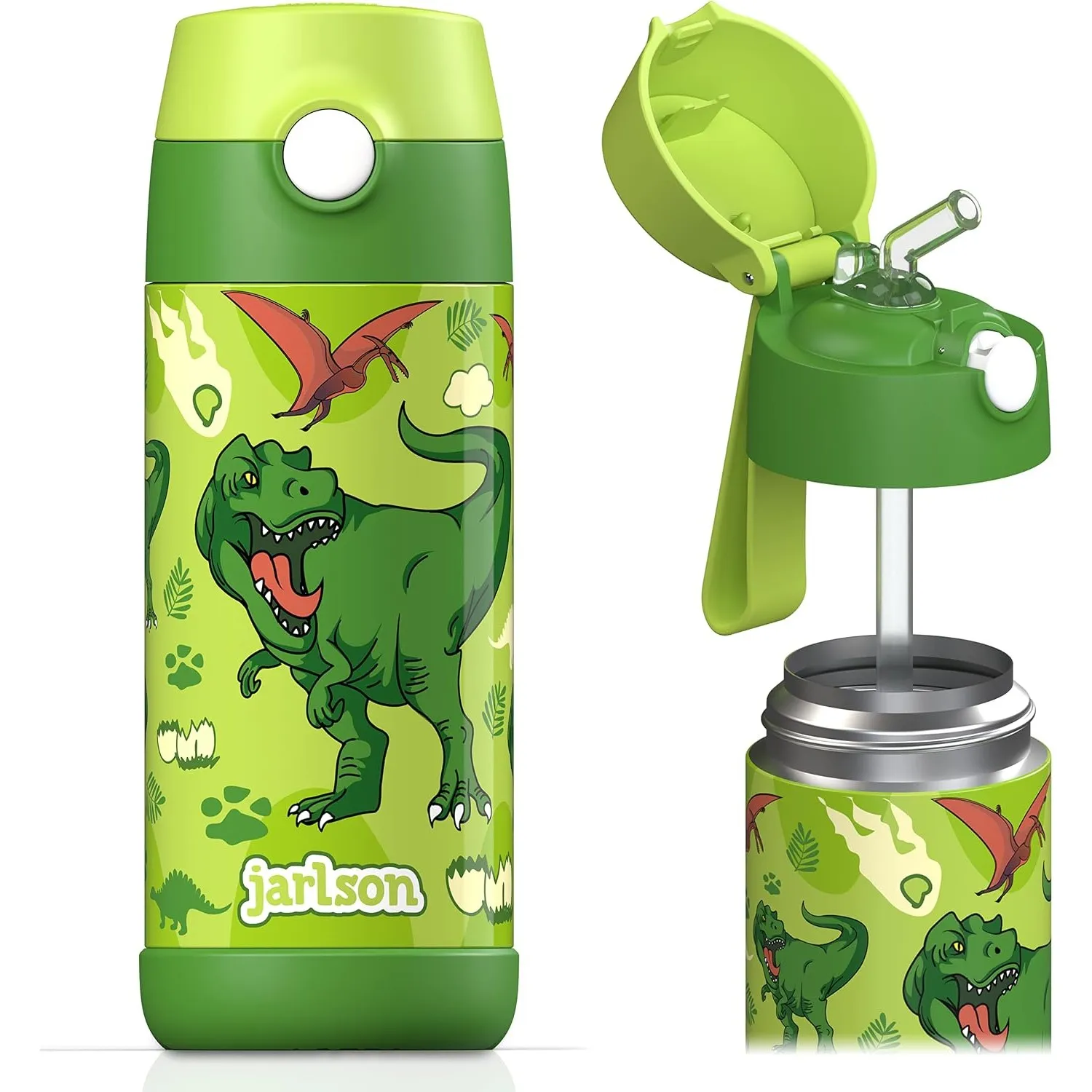 Jarlson® Trinkflasche Kinder Edelstahl Charli [MIT STROHHALM] - Thermosflasche Auslaufsicher - Thermoskanne - Water Bot…