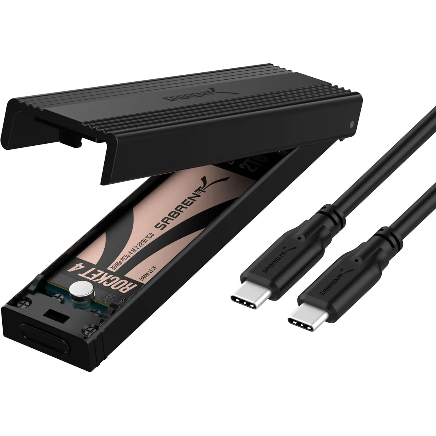 SABRENT NVMe Gehäuse und m2 SATA SSD Adapter (M-Key, M+B Key) USB C 3.2X2 10Gbps Kühlkörper Design (EC-SNVE)