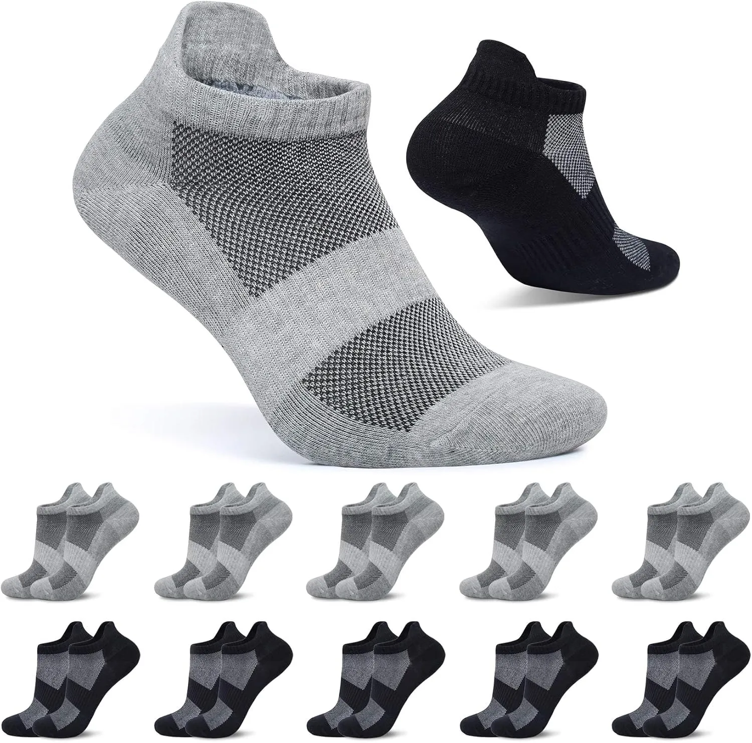 FALARY 10 Pairs of Trainer Socks Men Women Short Socks Cotton Sports Socks Breathable Running Socks