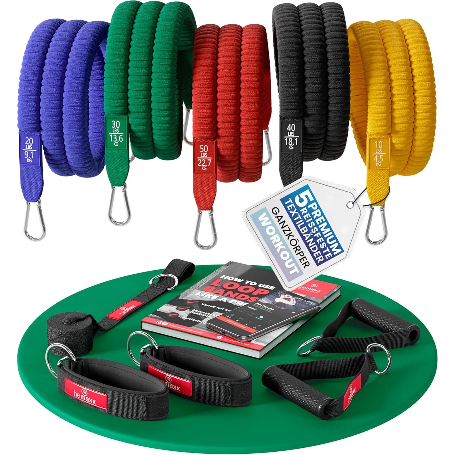 Resistance Bands Widerstandsband Set mit Trainings-eBook - Expander Tubes Bänder Band Fitnessbänder - Widerstandsbandse…