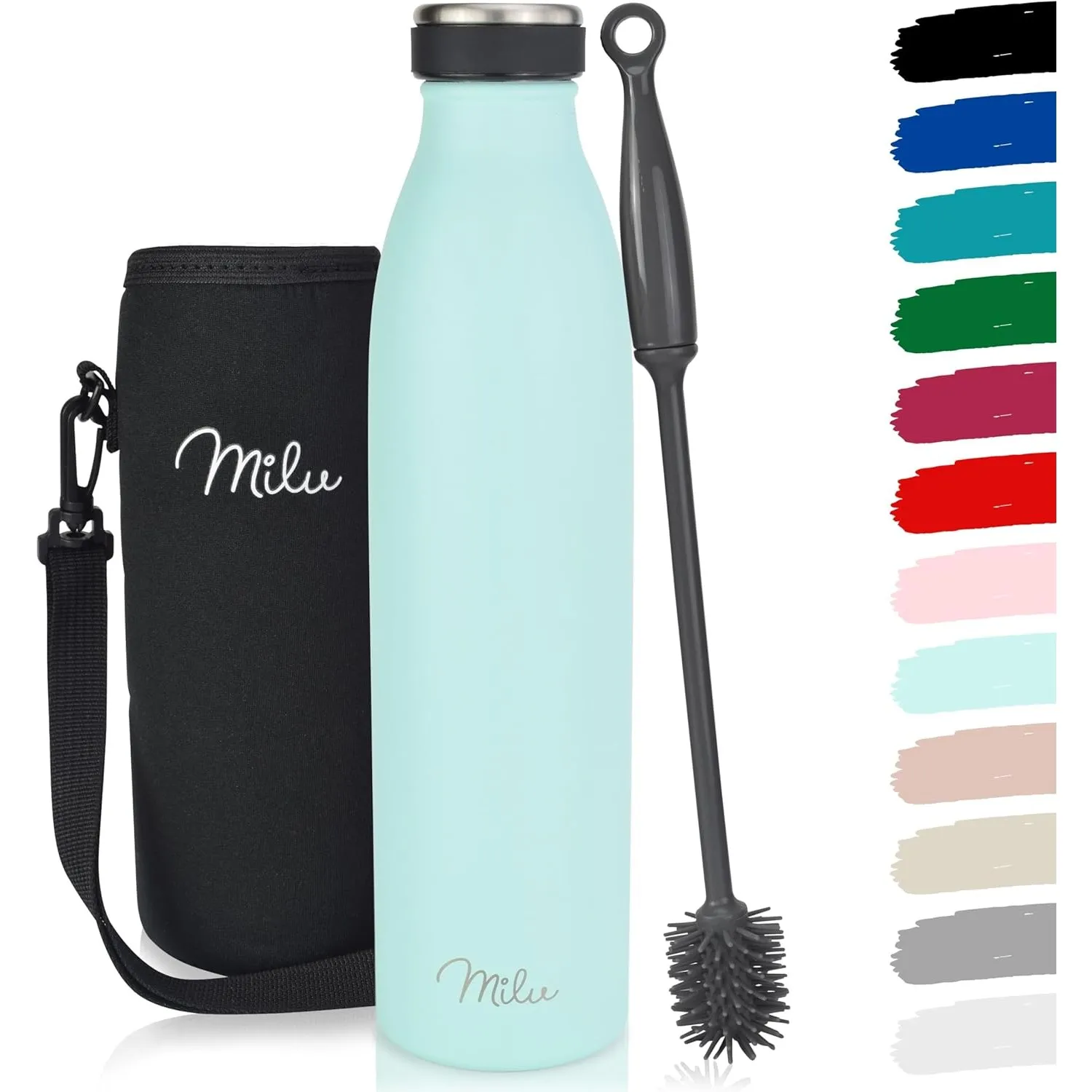 Milu Edelstahl Trinkflasche 350ml 500ml 750ml 1L 1,5L Thermosflasche, Isolierte Wasserflasche, Auslaufsichere Isolierfl…