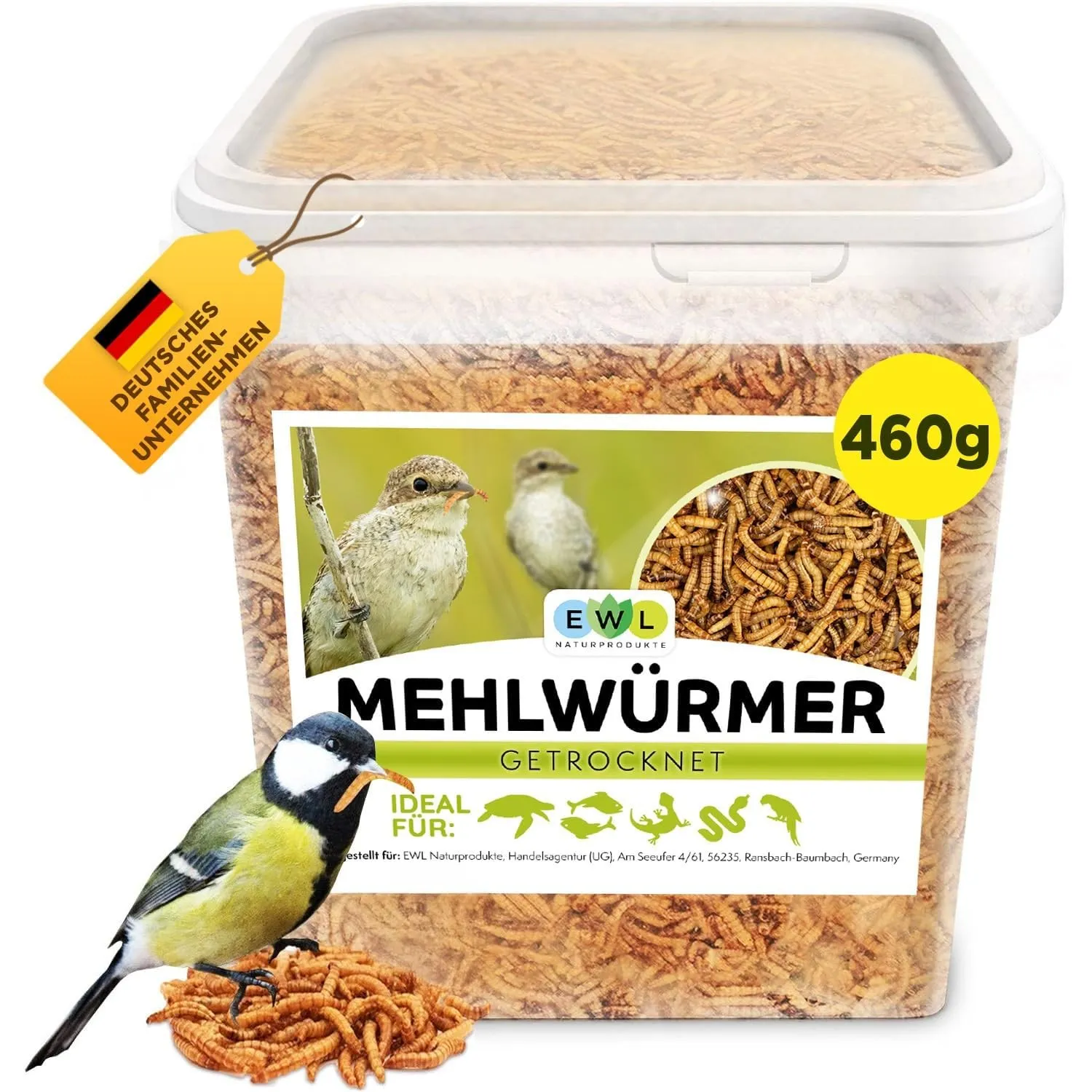 EWL Getrocknete Mehlwürmer 460g (2,5L) | Vogelfutter & Wildvogelfutter