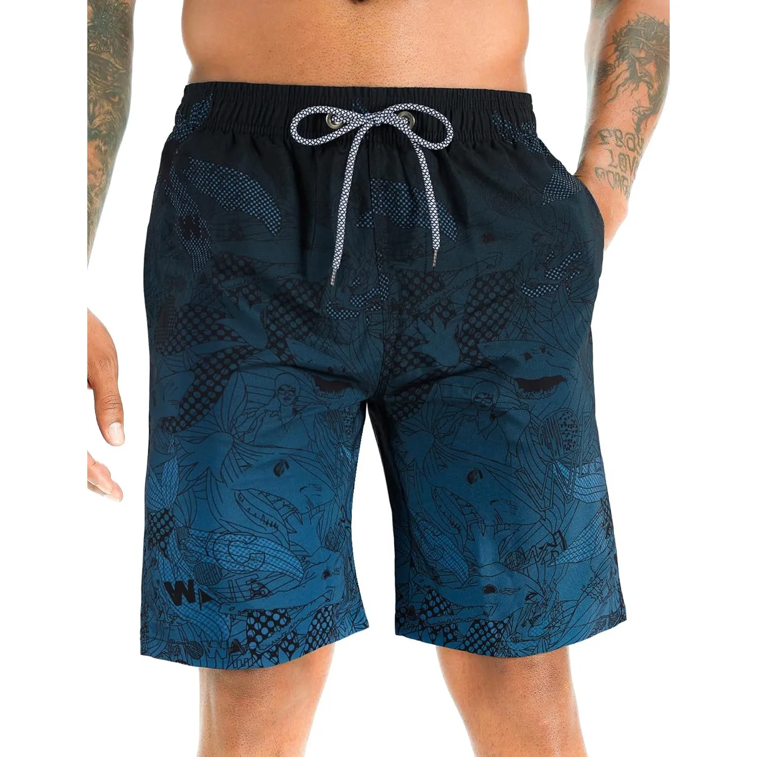 APTRO Herren Badehose Lang Badeshorts Schnelltrocknend Boardshorts Freizeit Short mit Innenslip