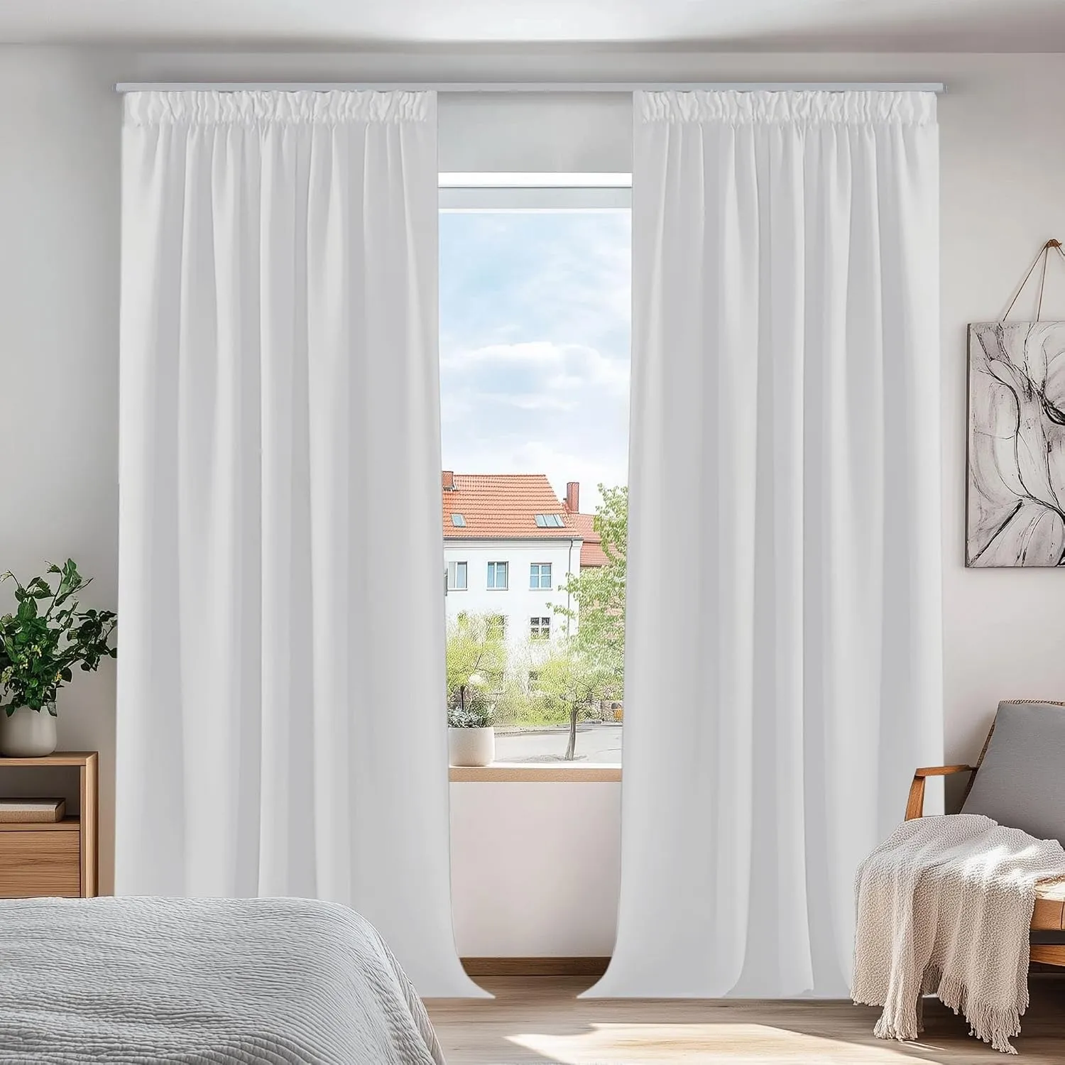 Deconovo Vorhang mit Kräuselband Blickdicht Thermovorhang Deko Silber Grau | 2er Set, H 229 x B 168 cm, Schlafzimmer Ga…
