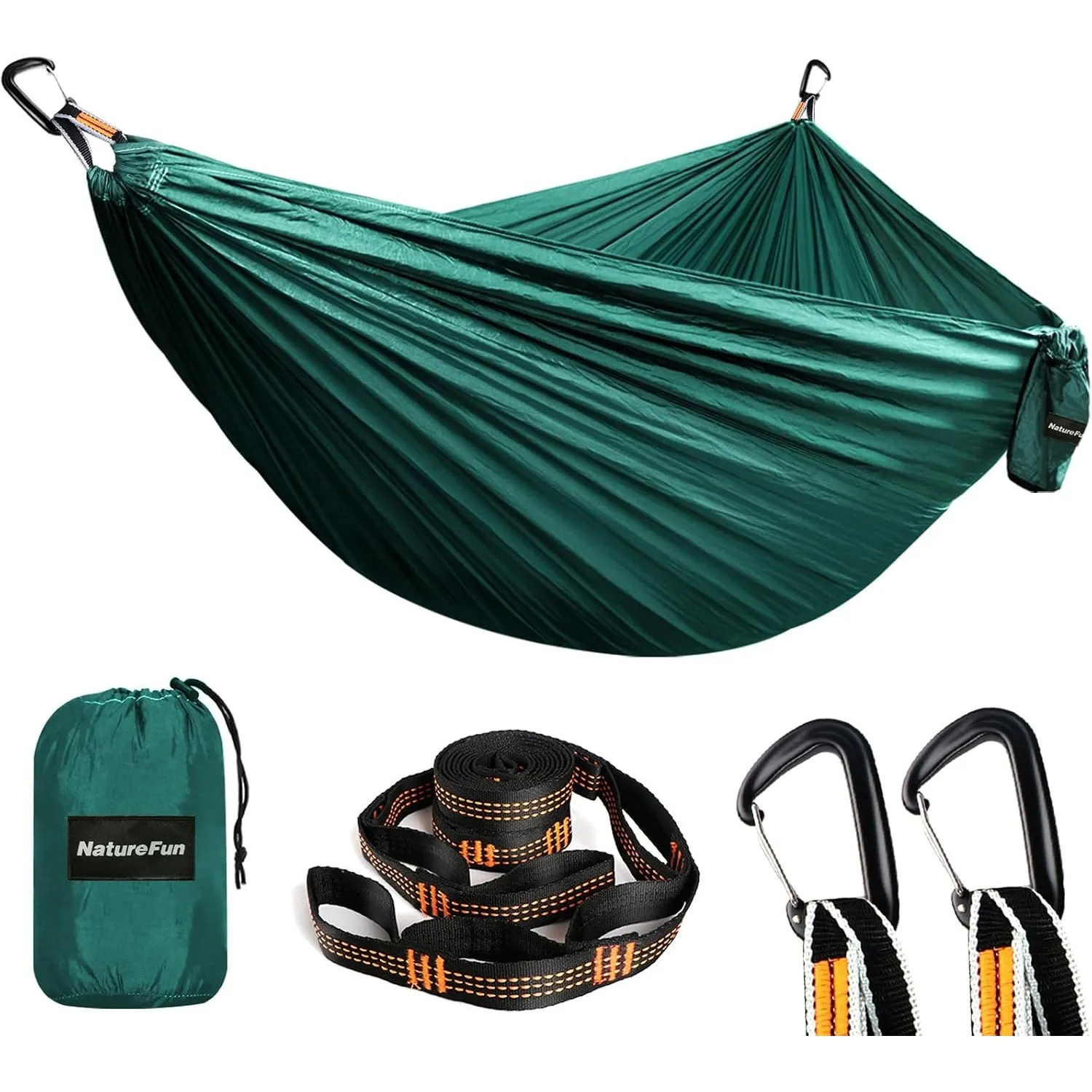 NATUREFUN Ultraleichte Reise Camping Hängematte | 300kg Tragkraft (300 x 200 cm) Atmungsaktiv, Schnelltrocknendes Falls…