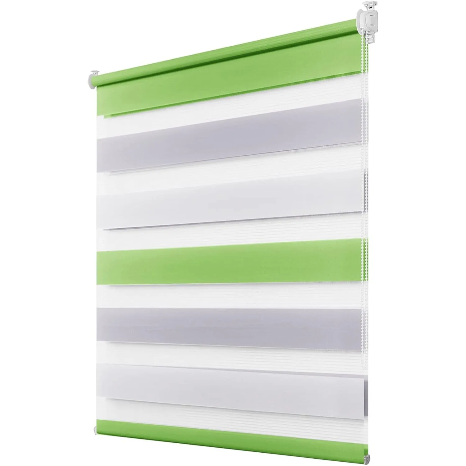 Deswell Doppelrollo Klemmfix ohne Bohren Grün-Grau-Weiß B55 x H120 cm (Stoffbreite 51cm) Rollos für Fenster ohne Bohren…