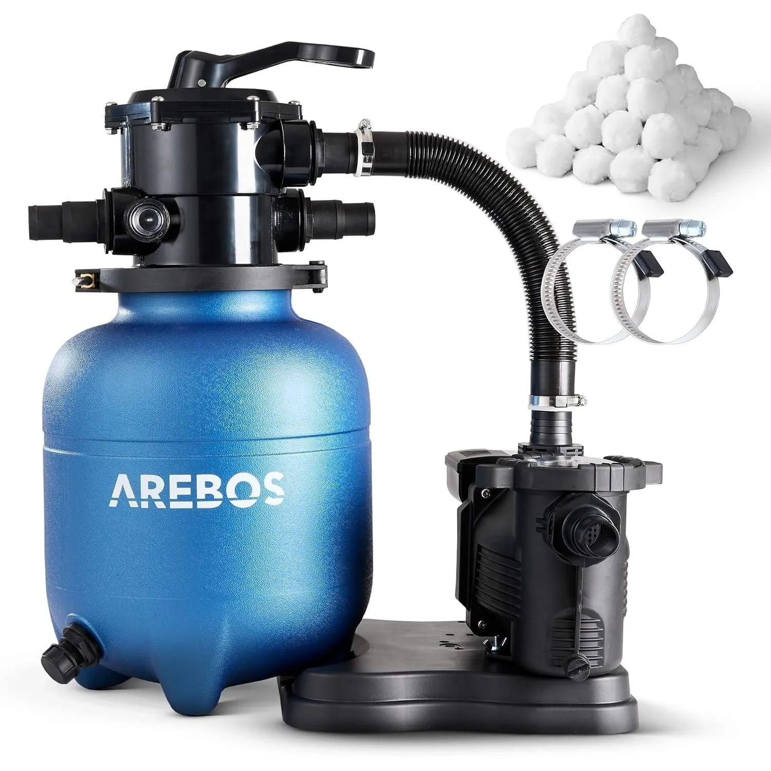 Arebos Sandfilteranlage Blau | 9500 l/h | 350 W | Poolpumpe | für Pool