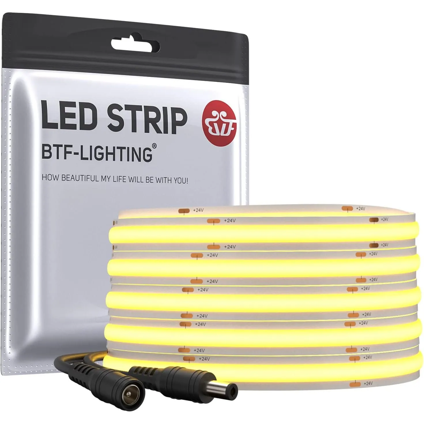 BTF-LIGHTING FCOB Flexibel Hohe Dichte LED Streifen 5M 528LEDs Warmweiß 14W/M 24V Dimmbar Verformbar FOB COB LED Licht …