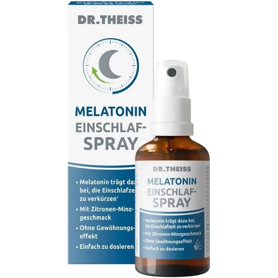 Dr. Theiss Melatonin Einschlaf-Spray | 50ml | Mit Melatonin & Passionsblumenextrakt | Vegan und ohne Zucker | Zitrone-M…
